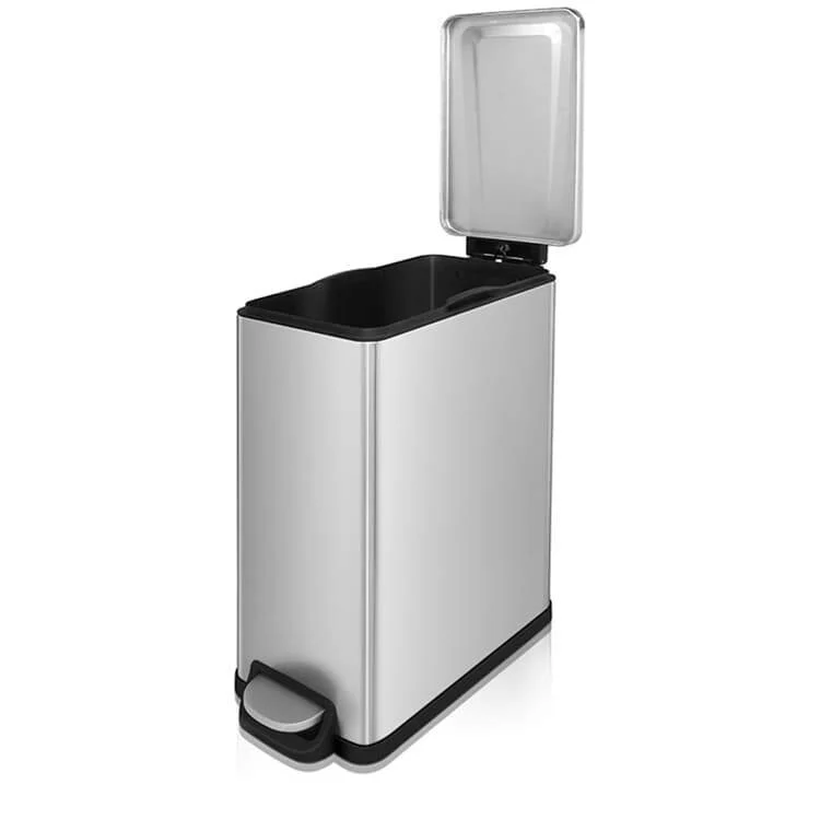 Innovaze 2.6 Gal./10 Liter Slim Stainless Steel Step-on Trash Can for Bathroom and Office