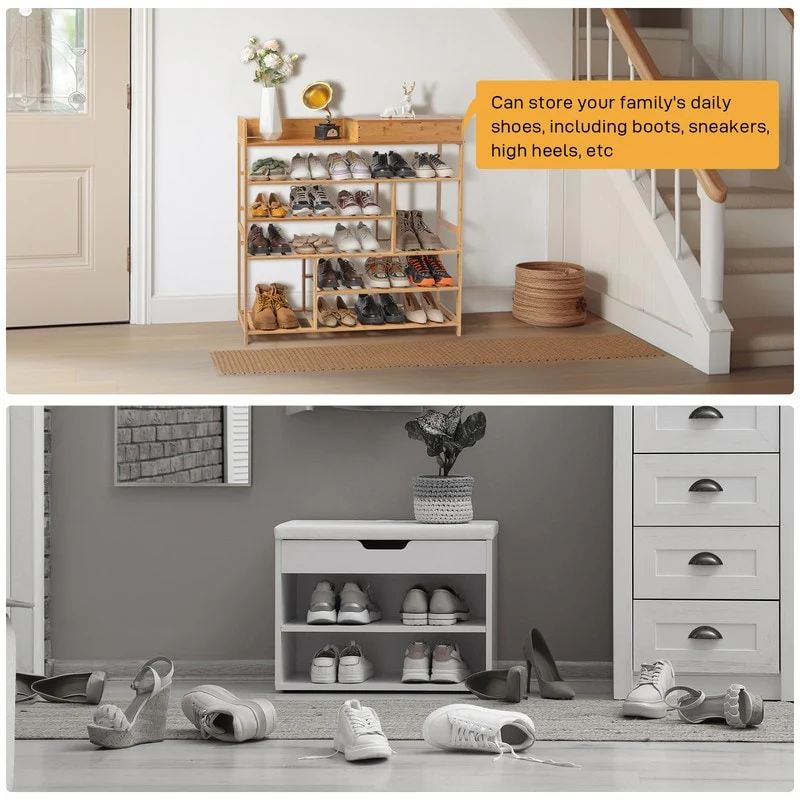 24-batten Bamboo Shoe Rack-6-Tier