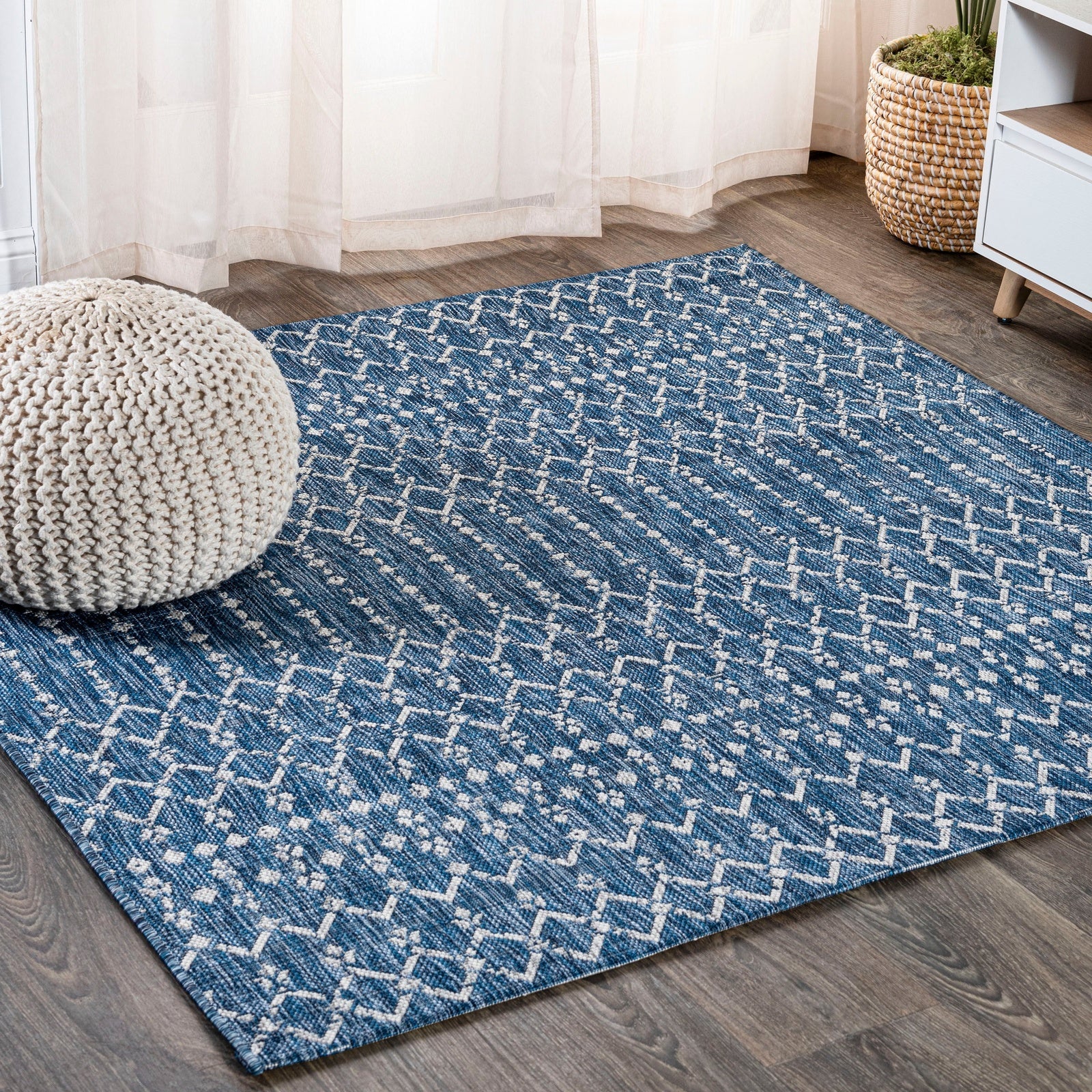Ourika Moroccan Geometric Textured Weave Indoor/Outdoor Area Rug