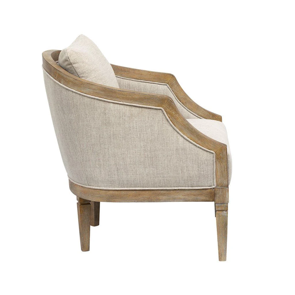 Upholstered Accent Chair with Removable Back Cushion and Recessed Arms