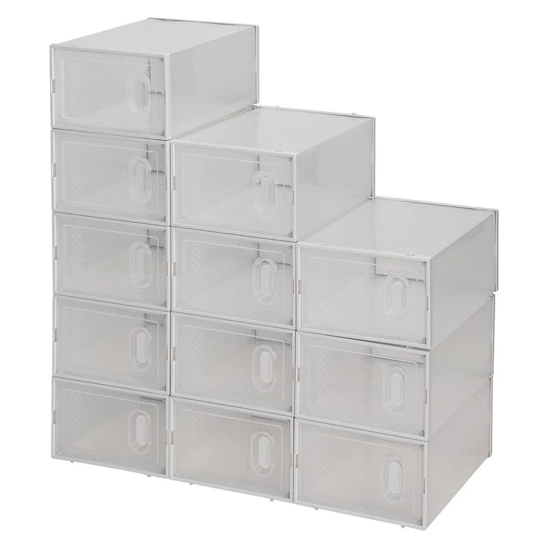 Clear Plastic Stackable Shoe Storage Boxes (Set of 18/12/6 )