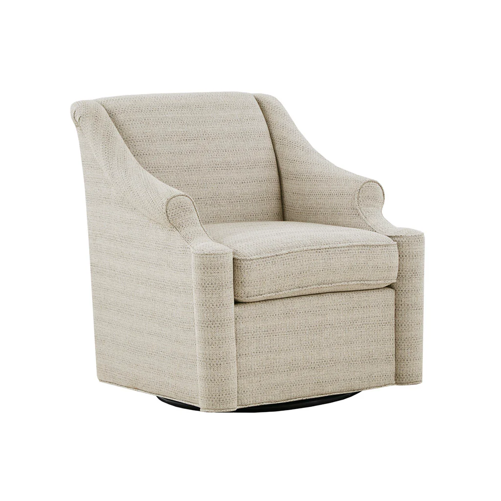 Upholstered Swivel Chair with Recessed Arms and Tight Back