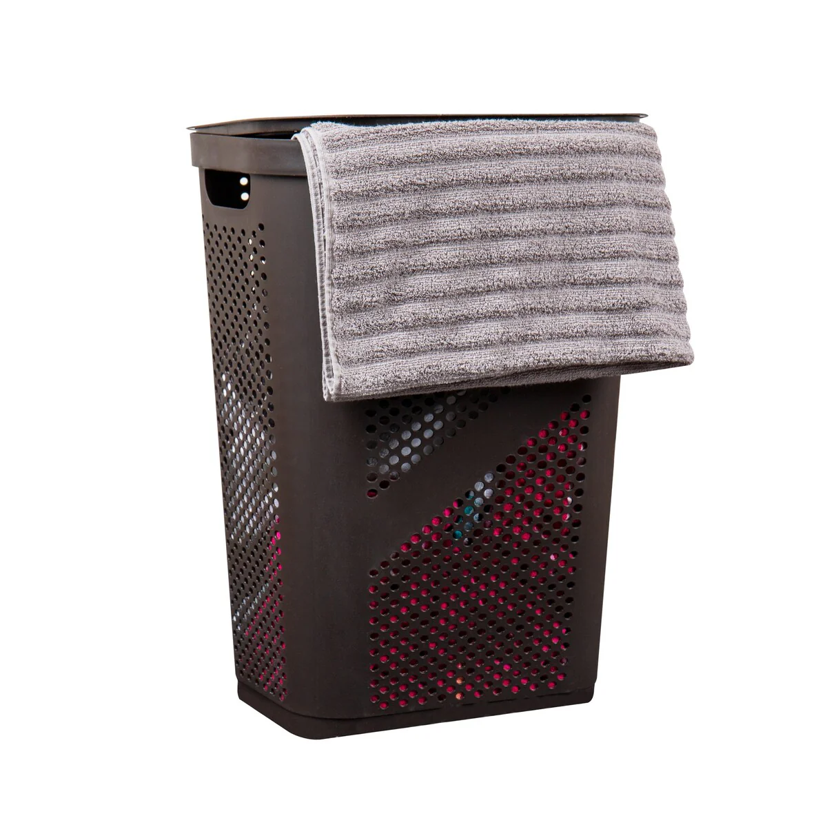 Mind Reader 60L Slim Laundry Hamper, Clothes Basket, Lid, Ventilated, Plastic, 17.25
