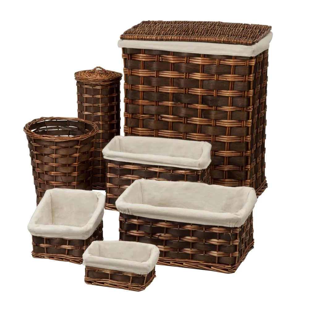 Honey-Can-Do Brown 7-Piece Wicker Bath Storage Set