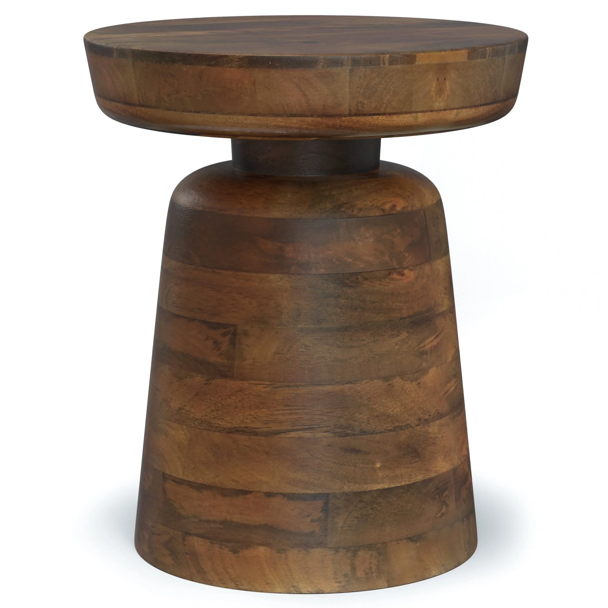 Xylophone Wooden Accent Table with Sculptural Design and Round Top