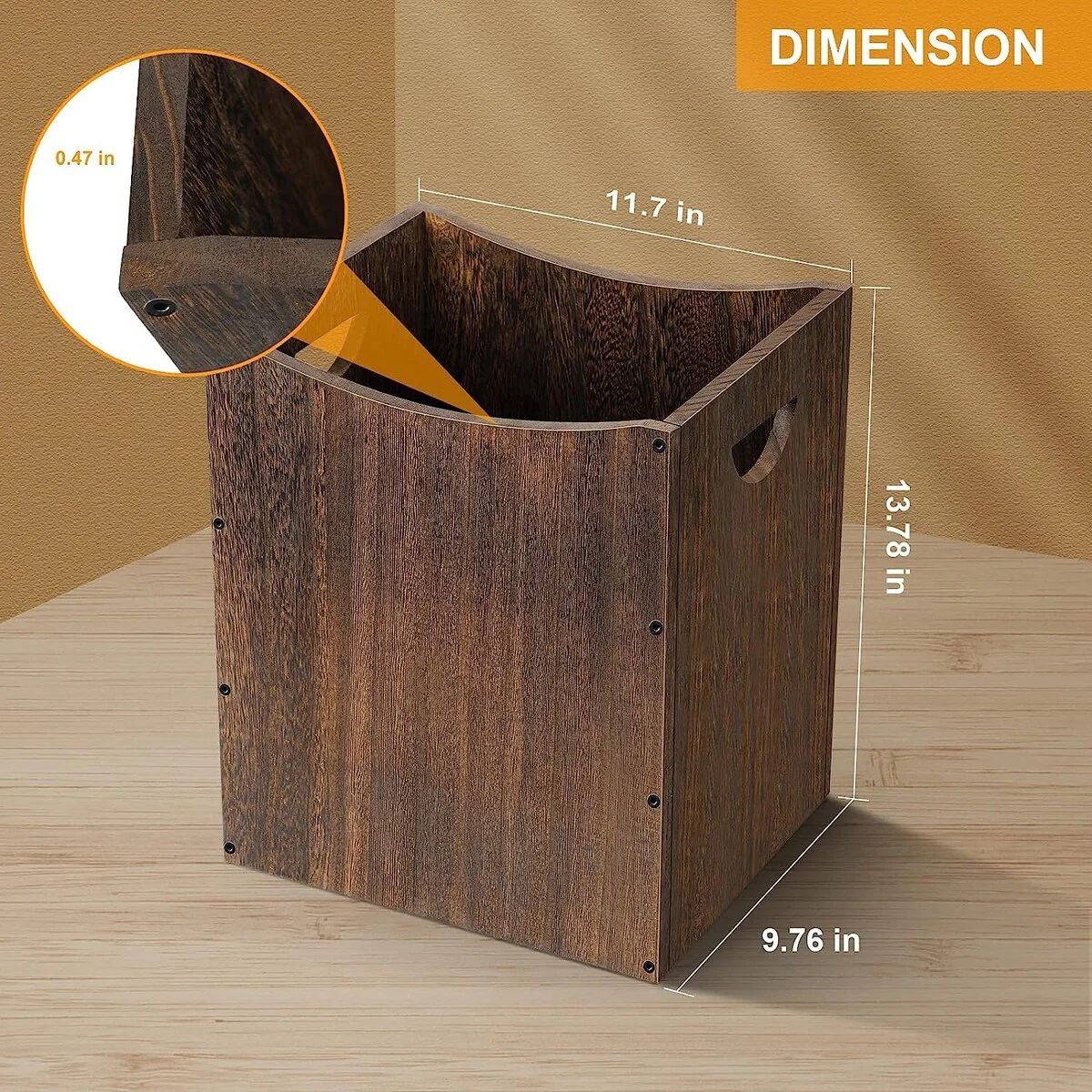 Wood Trash Can 5.3 Gallon