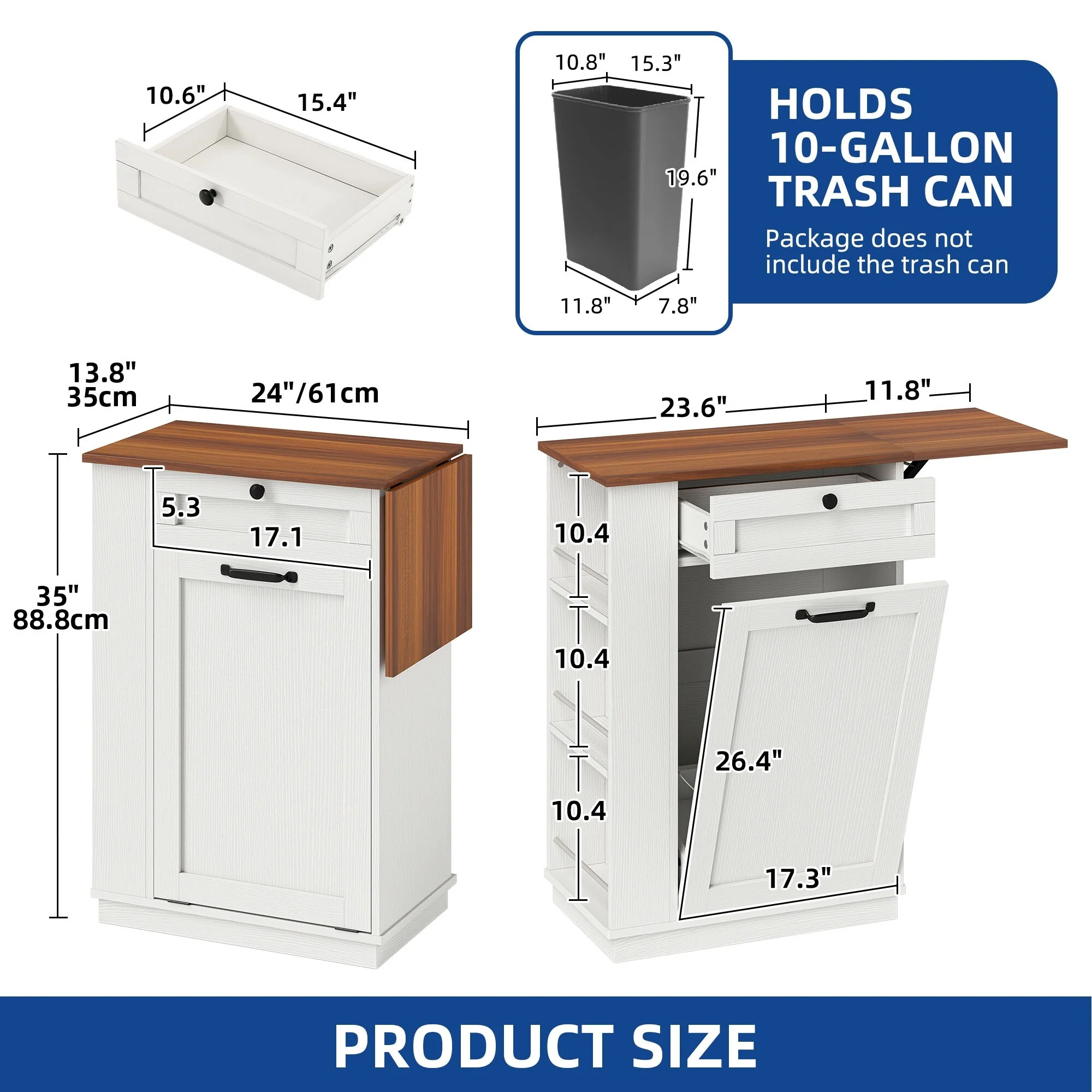 Hidden Trash Can Cabinet Tilt Out Trash Bin Cabinet With Drawer
