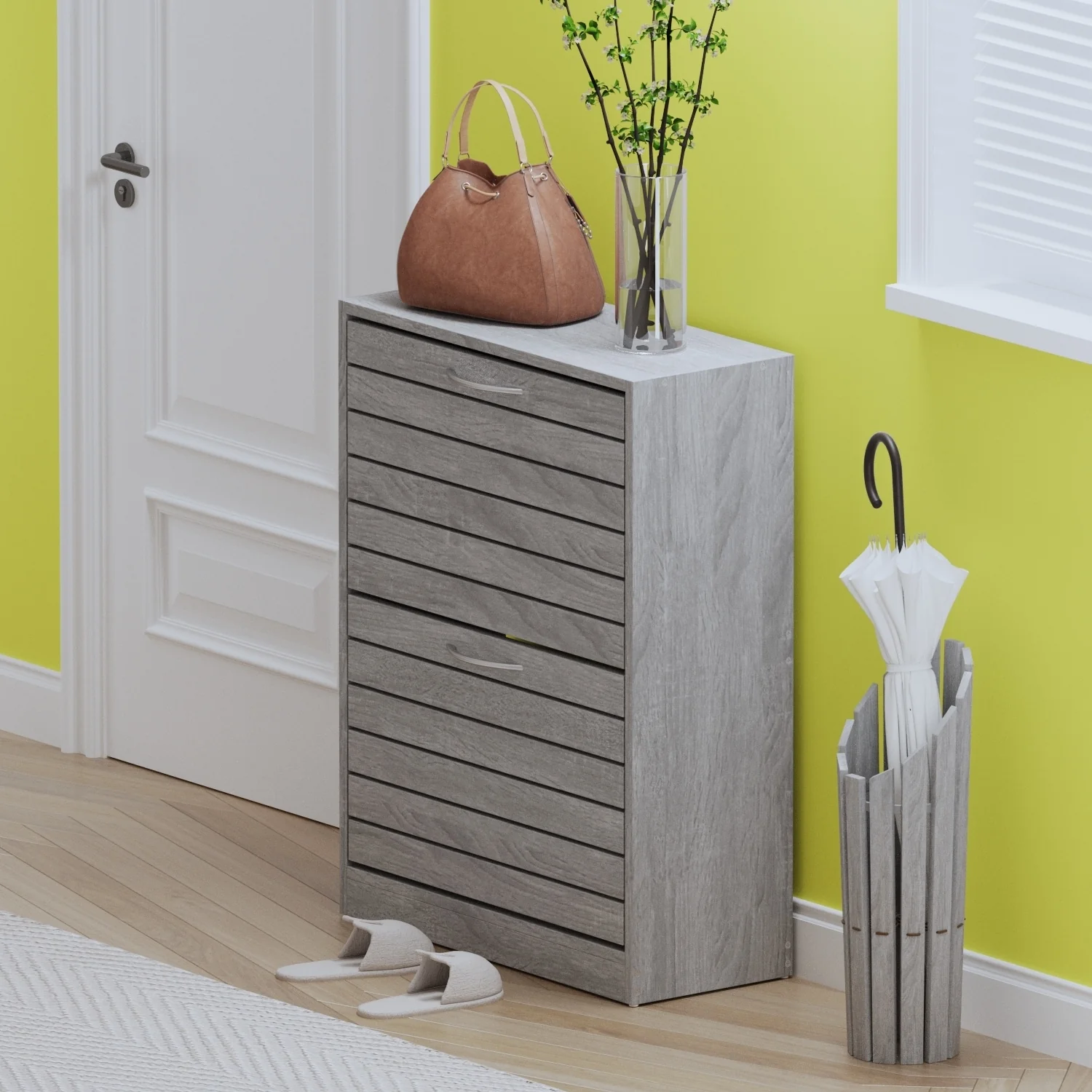 FUFU&GAGA 2 Tiers Shoe Rack Cabinet Shoe Cabinet Space-Saving