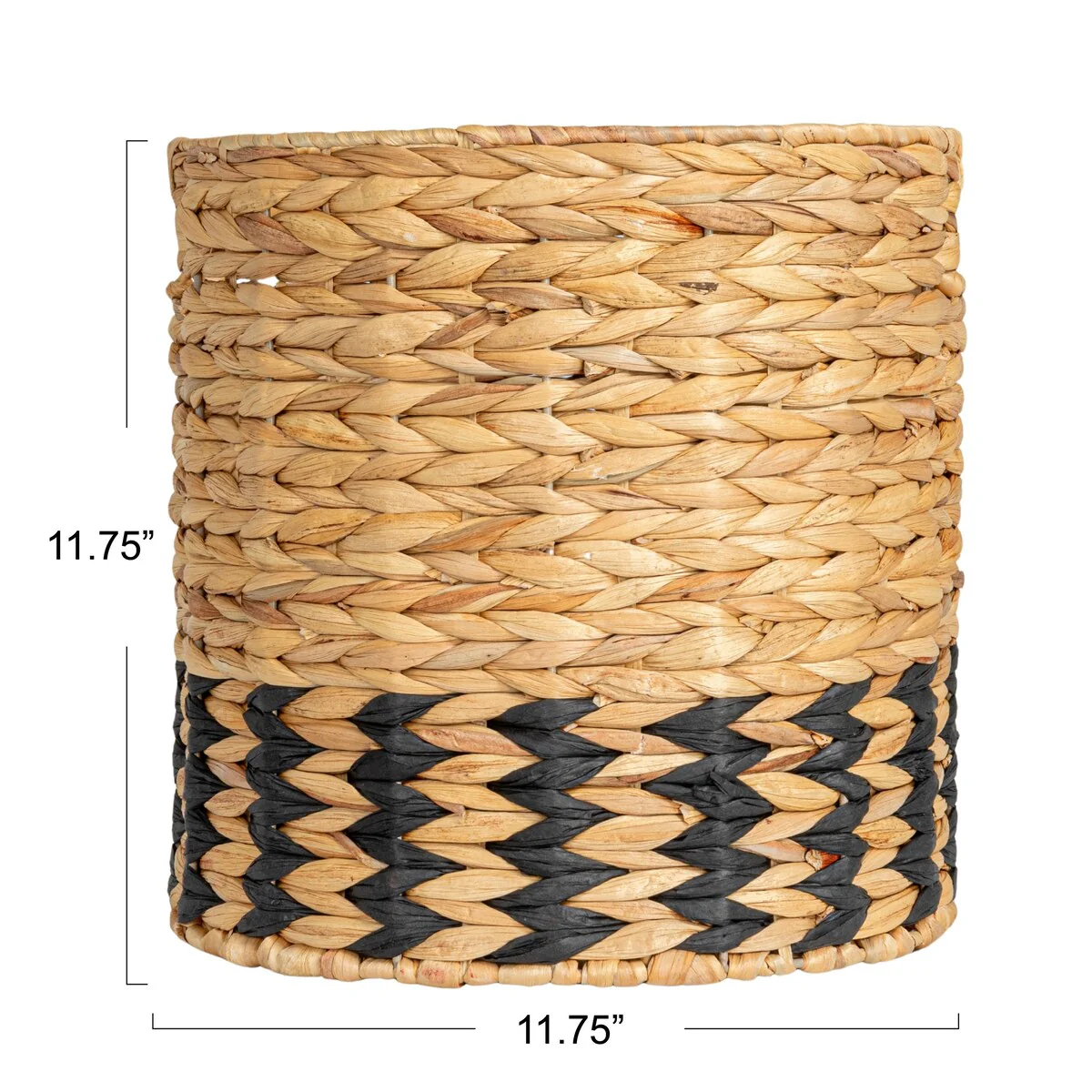 Household Essentials Natural Water Hyacinth and Paper Basket with Stripes