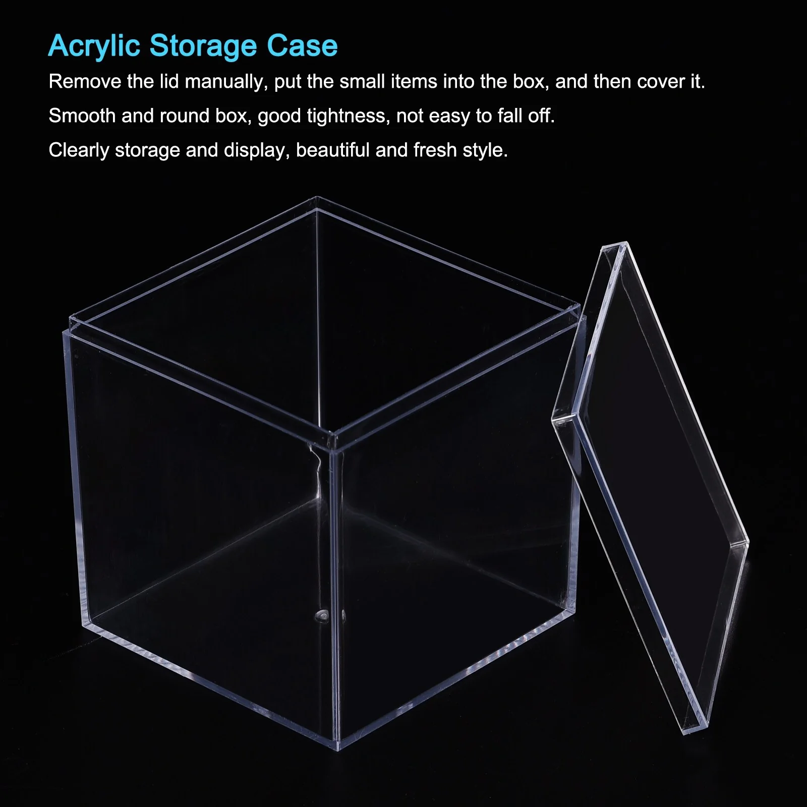 Acrylic Storage Box Square Display Case with Lid, Container Box - Clear