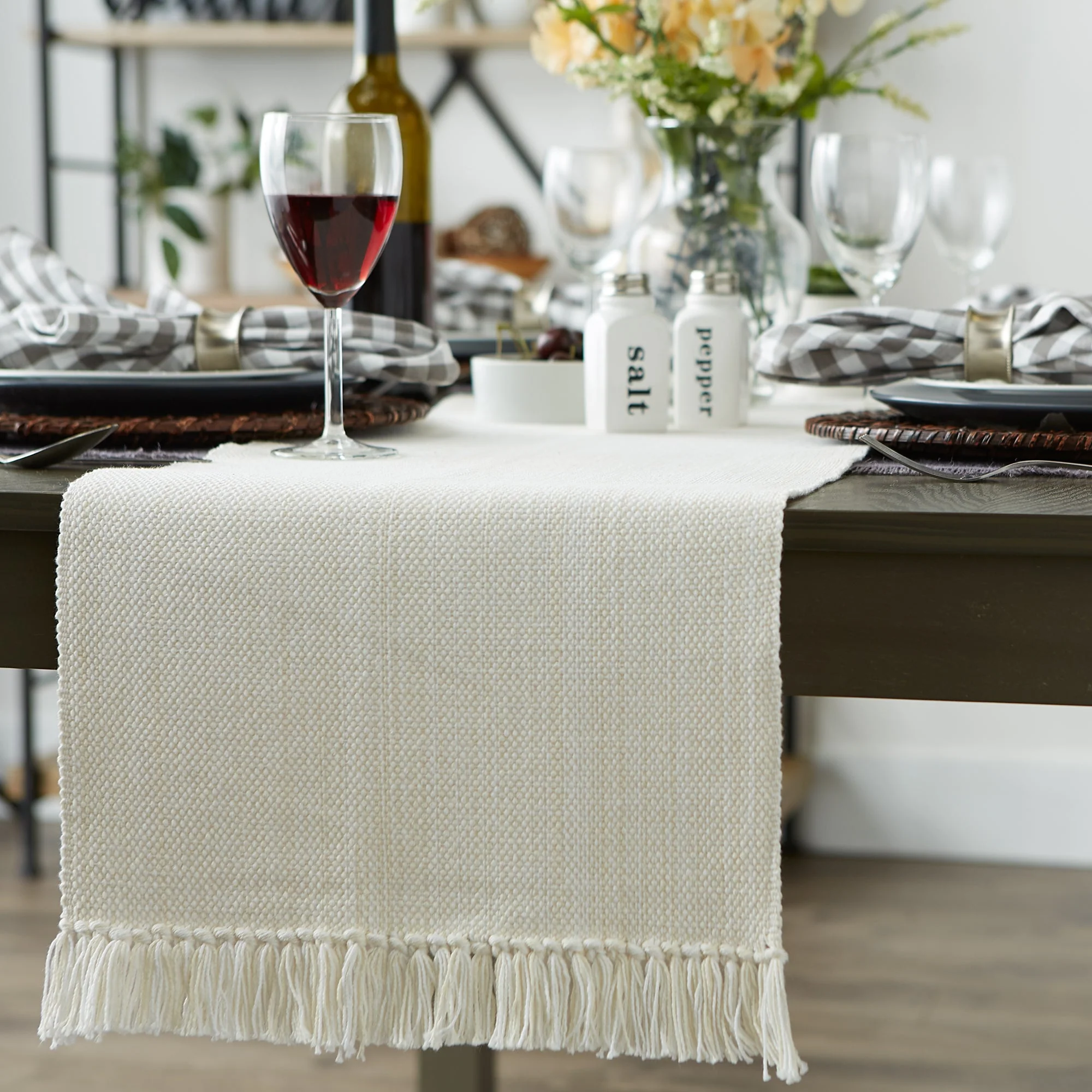 Natural Variegated Fringe 13X108 Table Runner
