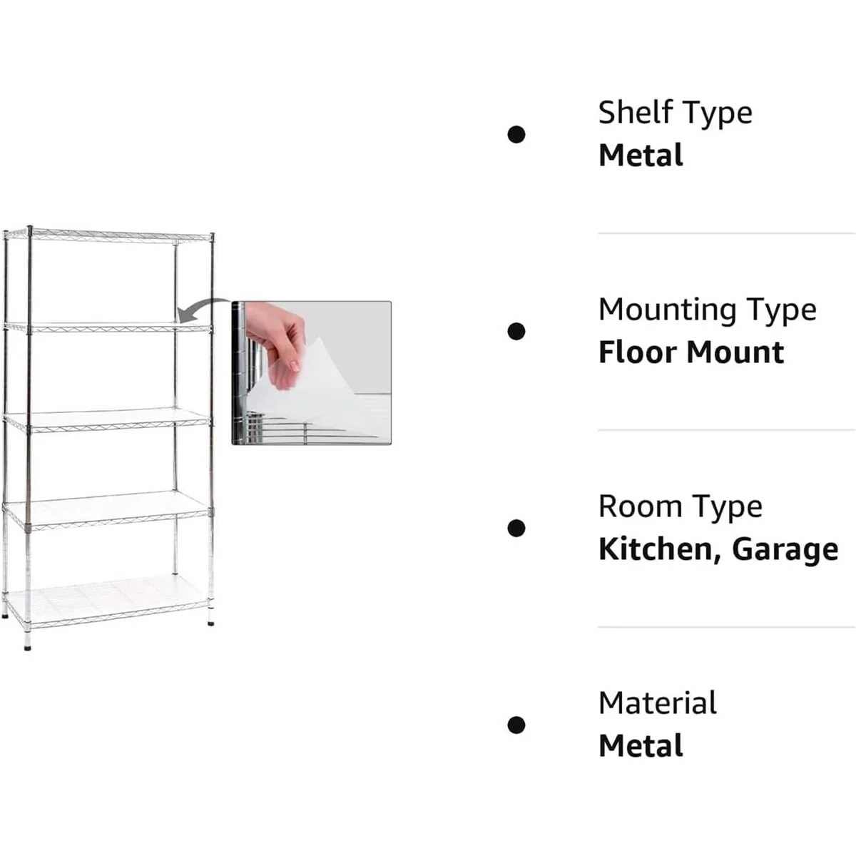 Chrome 4/5-Tier Shelving Unit Heavy-Duty Steel Shelves