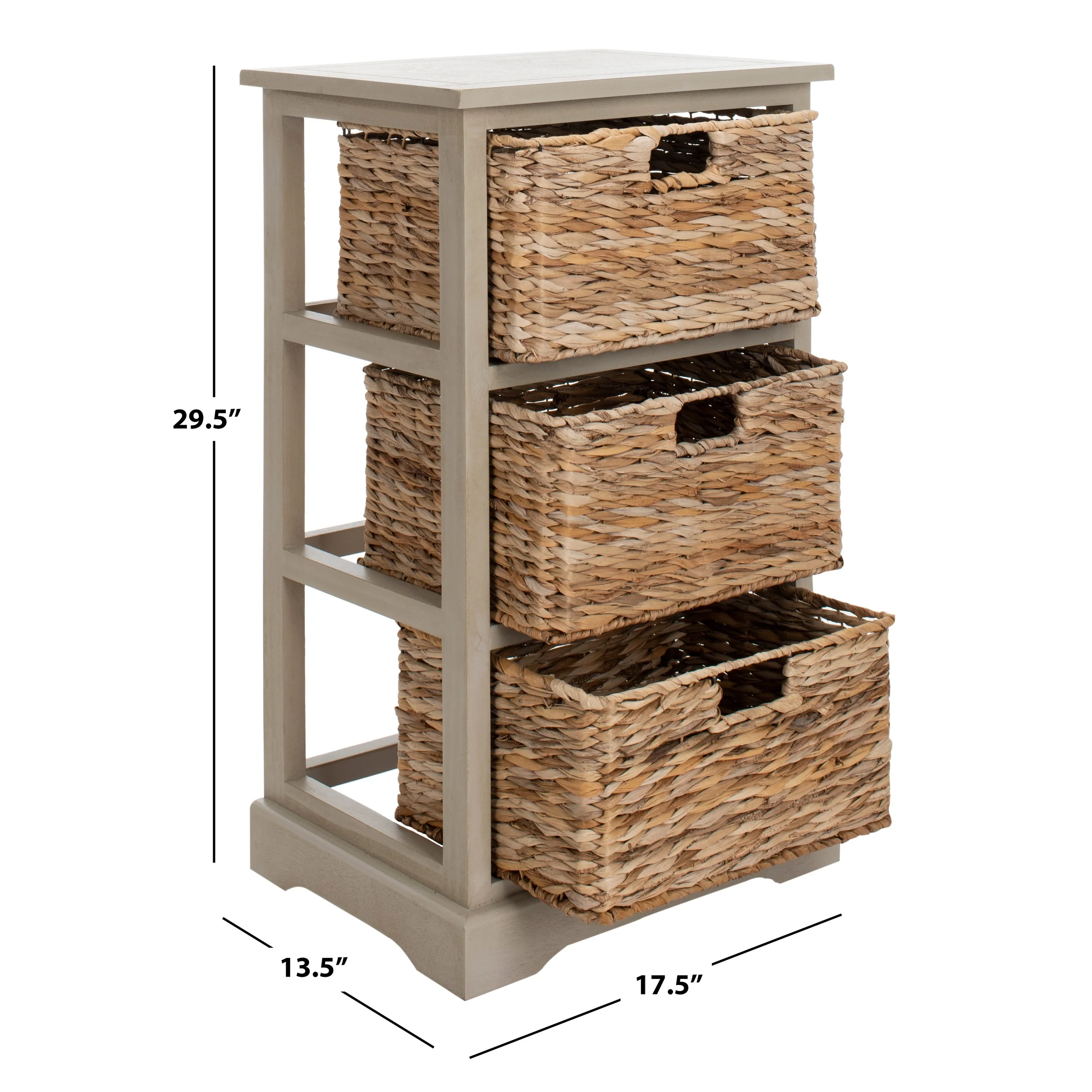 SAFAVIEH Evaline Distressed Black 3 Wicker Basket Storage Unit - 17.3