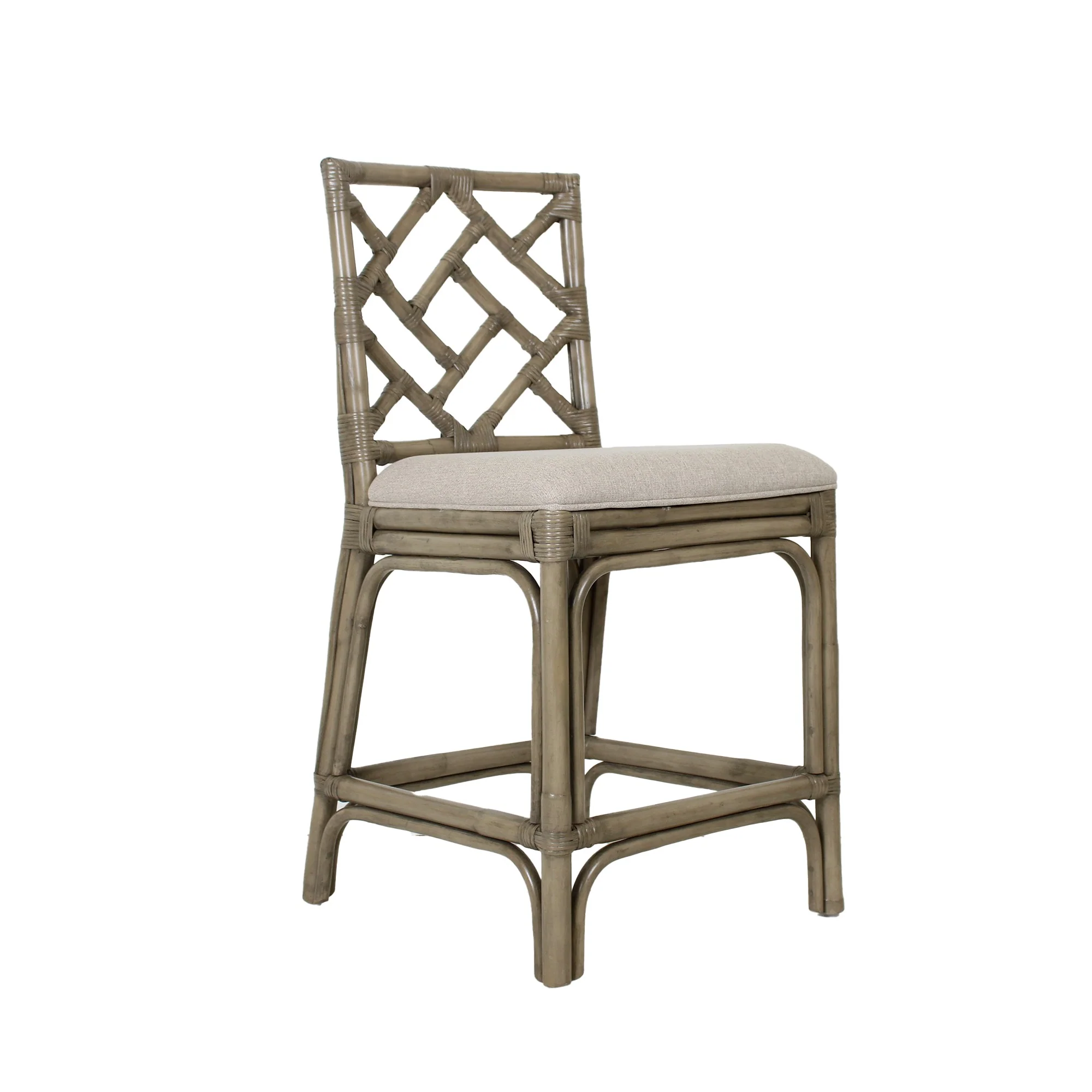 Chippendale Rattan Counter Stool Gray