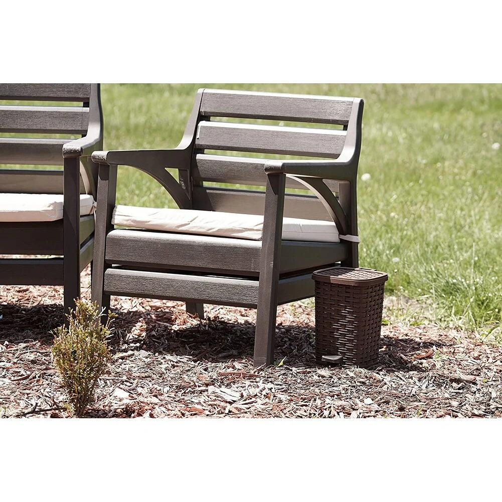 Superio Rattan Step On Trash Can with Removable Liner
