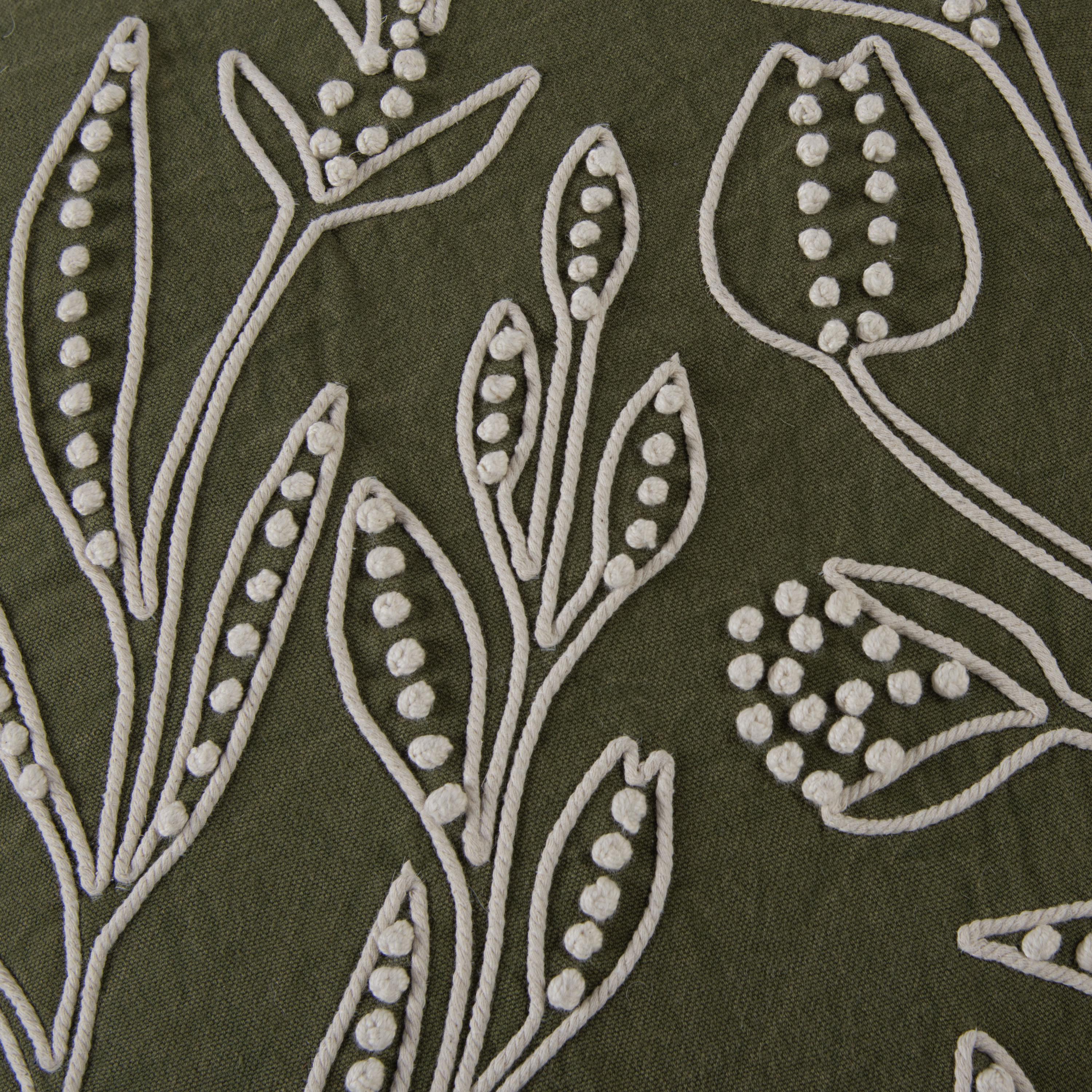 Botanical Embroidered Throw Pillow