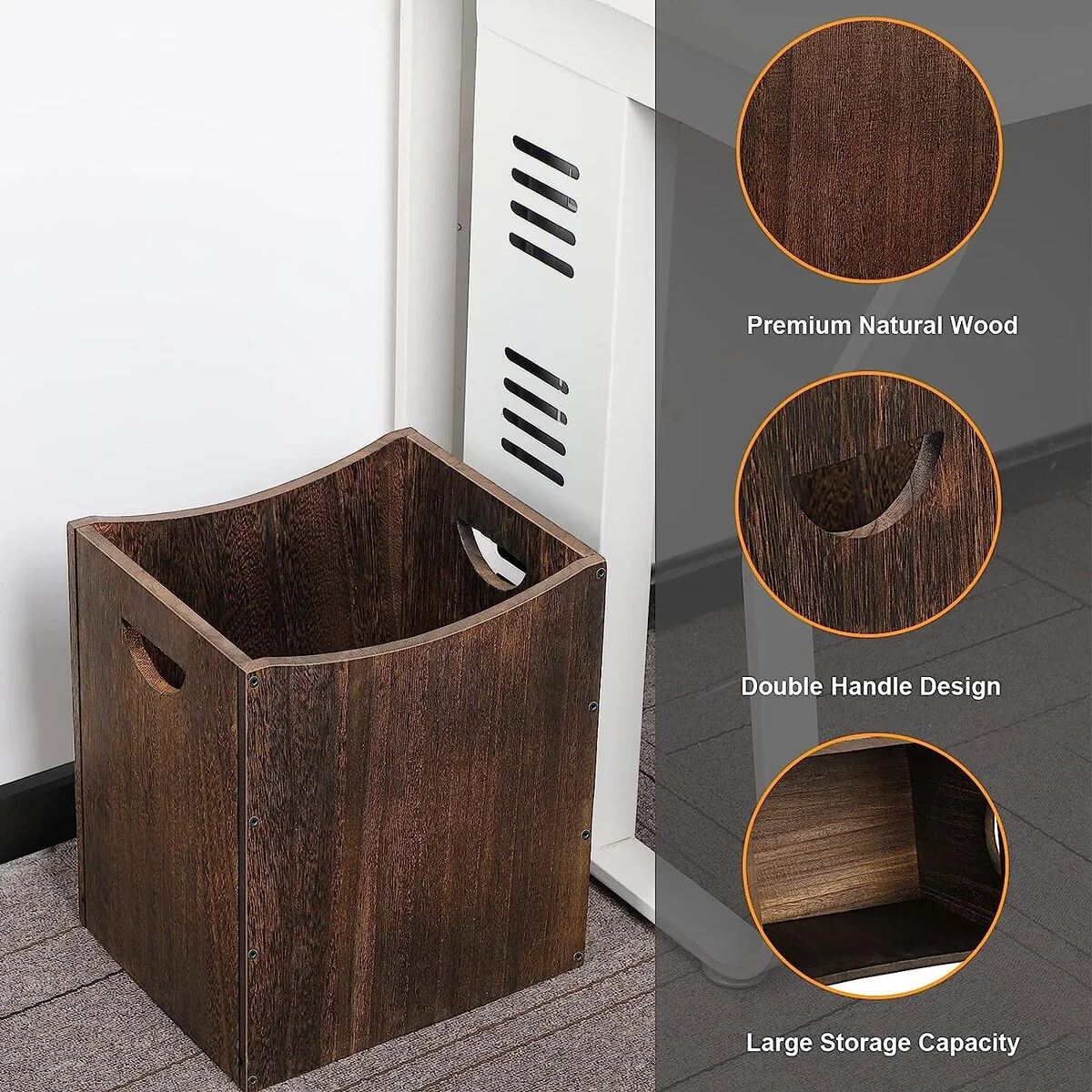 Wood Trash Can 5.3 Gallon