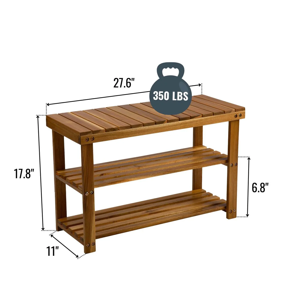 Entryway Wood Shoe Rack Bench