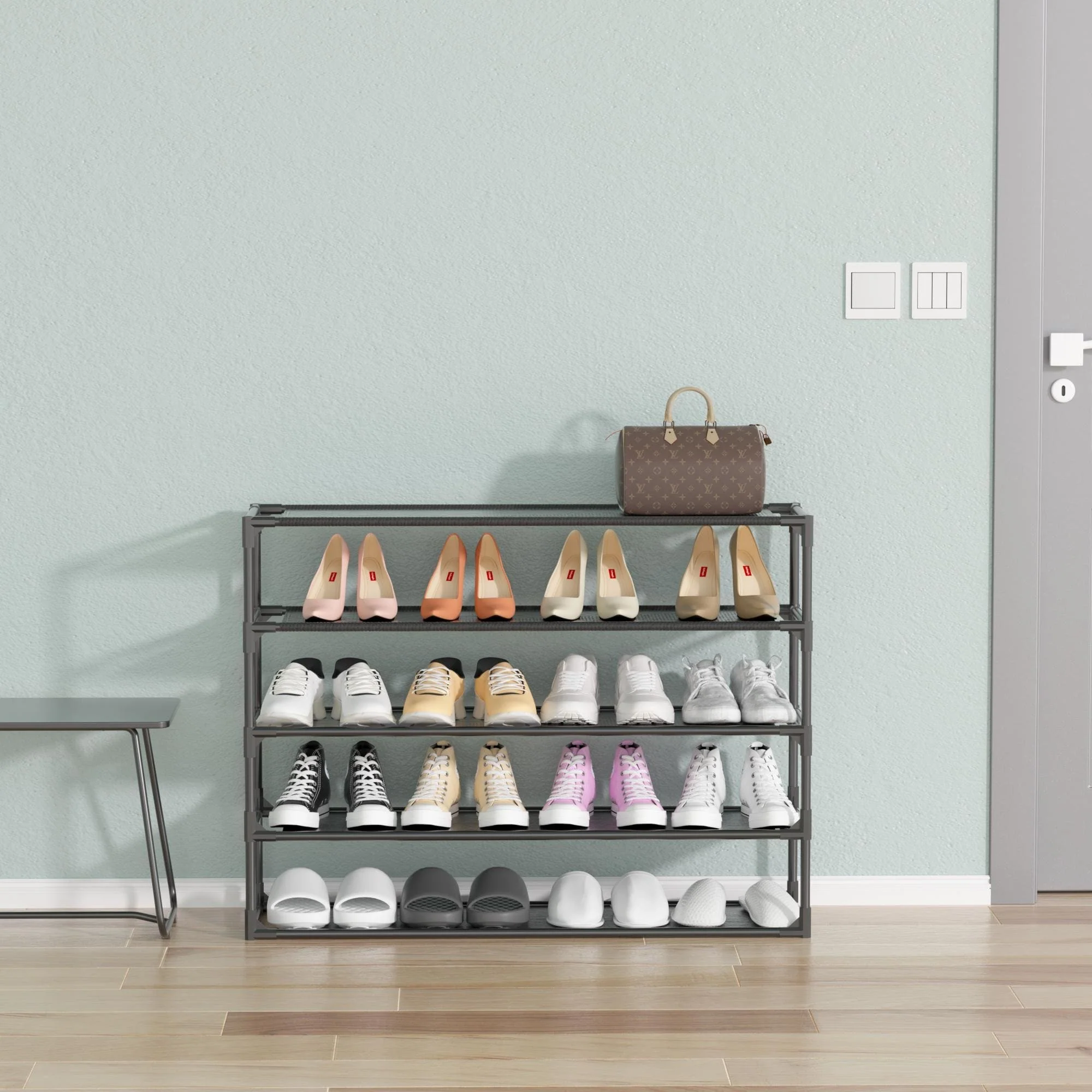 Modern Waterproof Shoe Rack Organizer Tower for Small Spaces