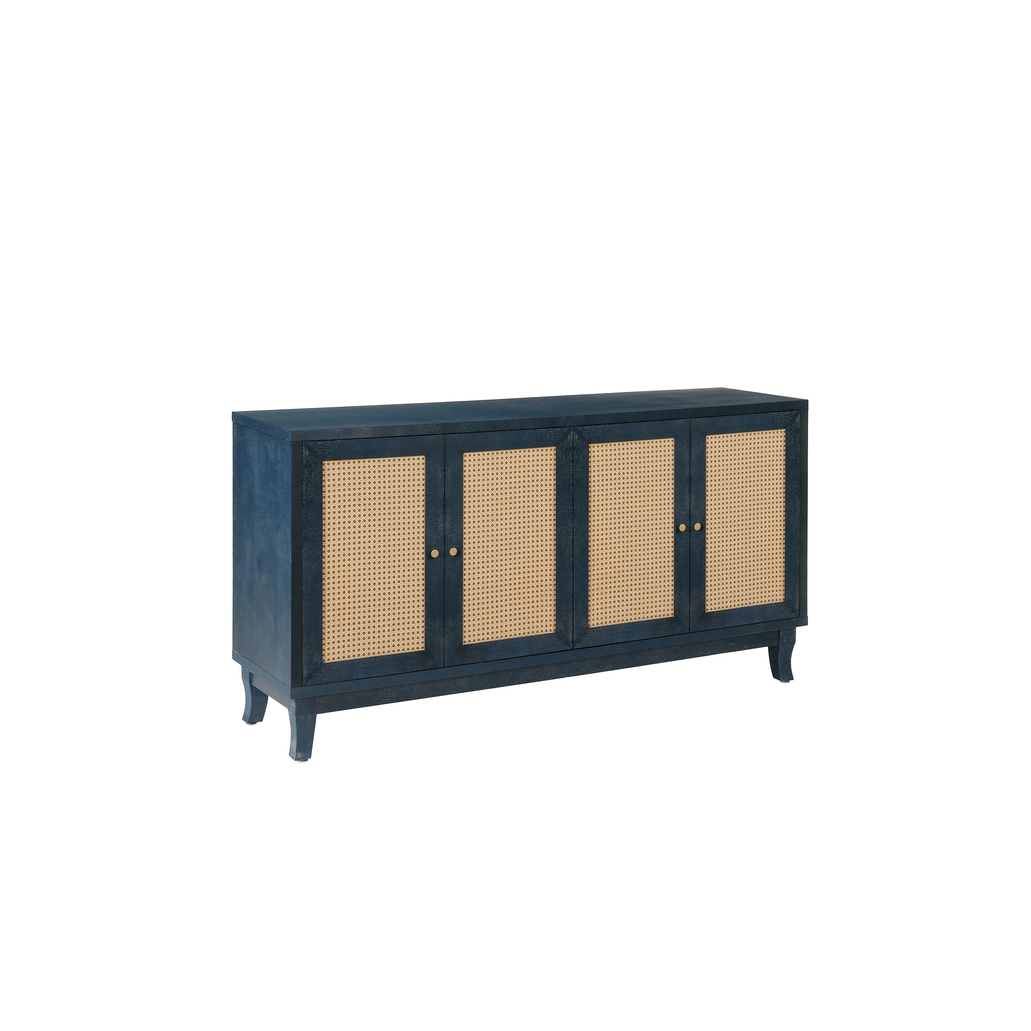 Roomfitters Handcrafted Premium Grain Panels,Rattan Sideboard Buffet Cabinet, Accent Storage Cabinet, Navy Blue - N/A