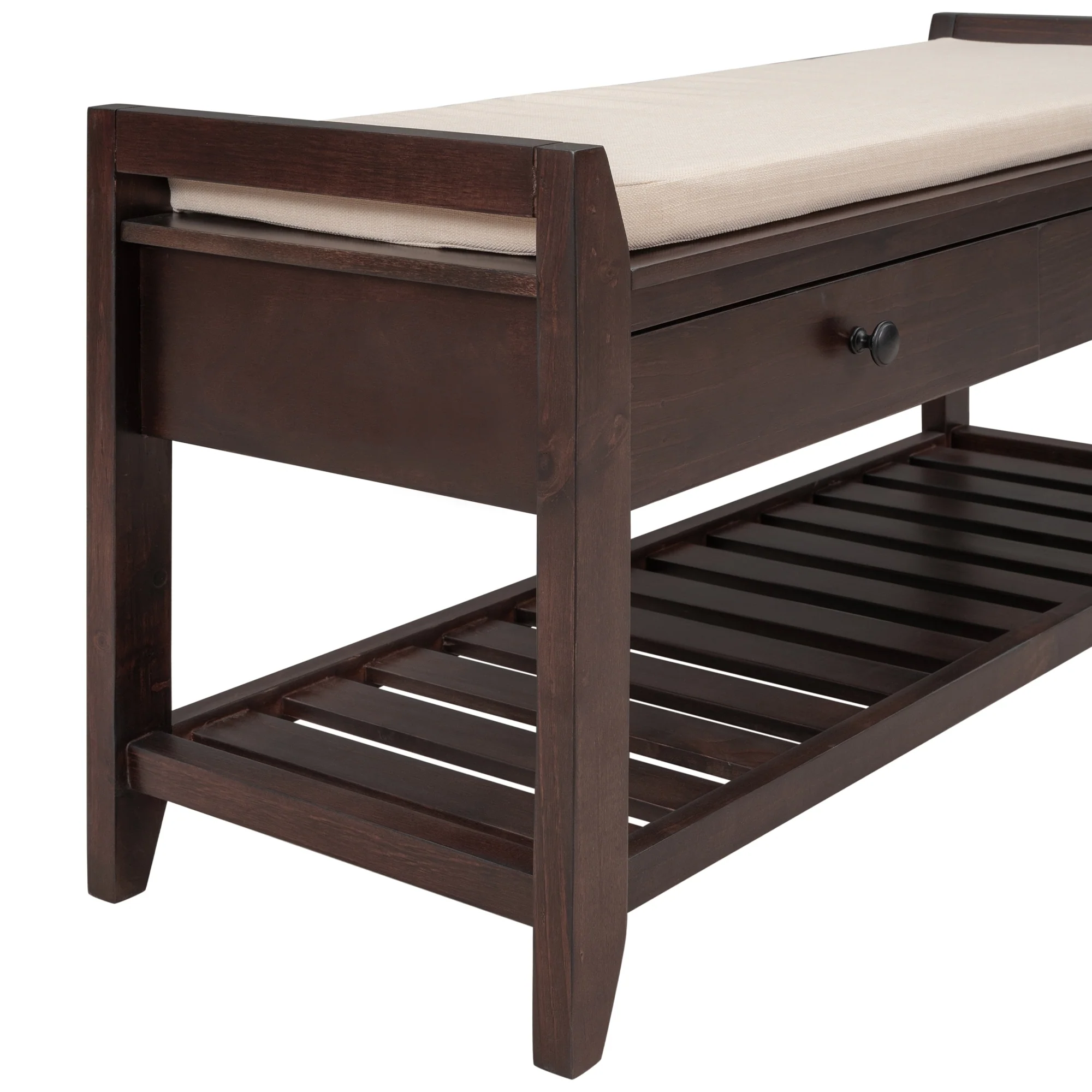 Multi-purpose Shoe Rack with Cushioned Seat and Drawers