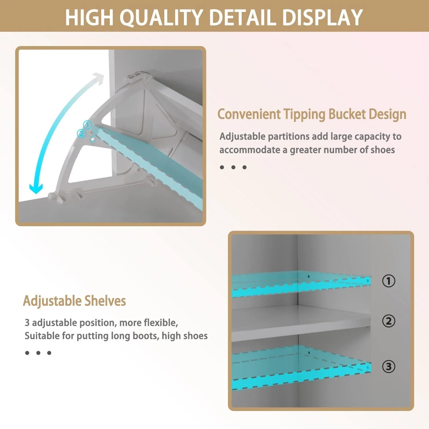 Shoe Cabinet with 3 Flip Drawers & Boot Rack Narrow Shoe Rack