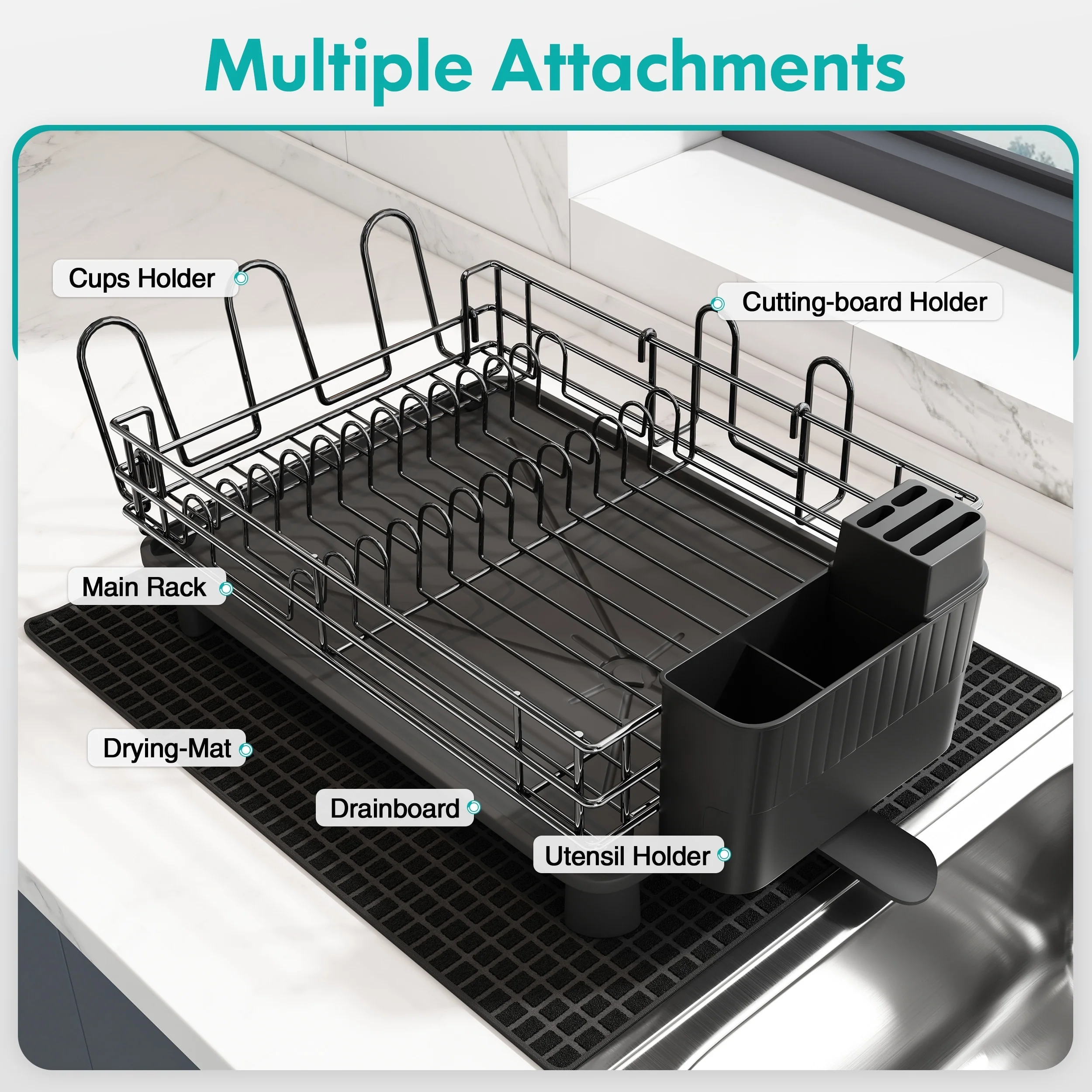 JASIWAY Multifunctional Kitchen Stainless Steel Dish Rack