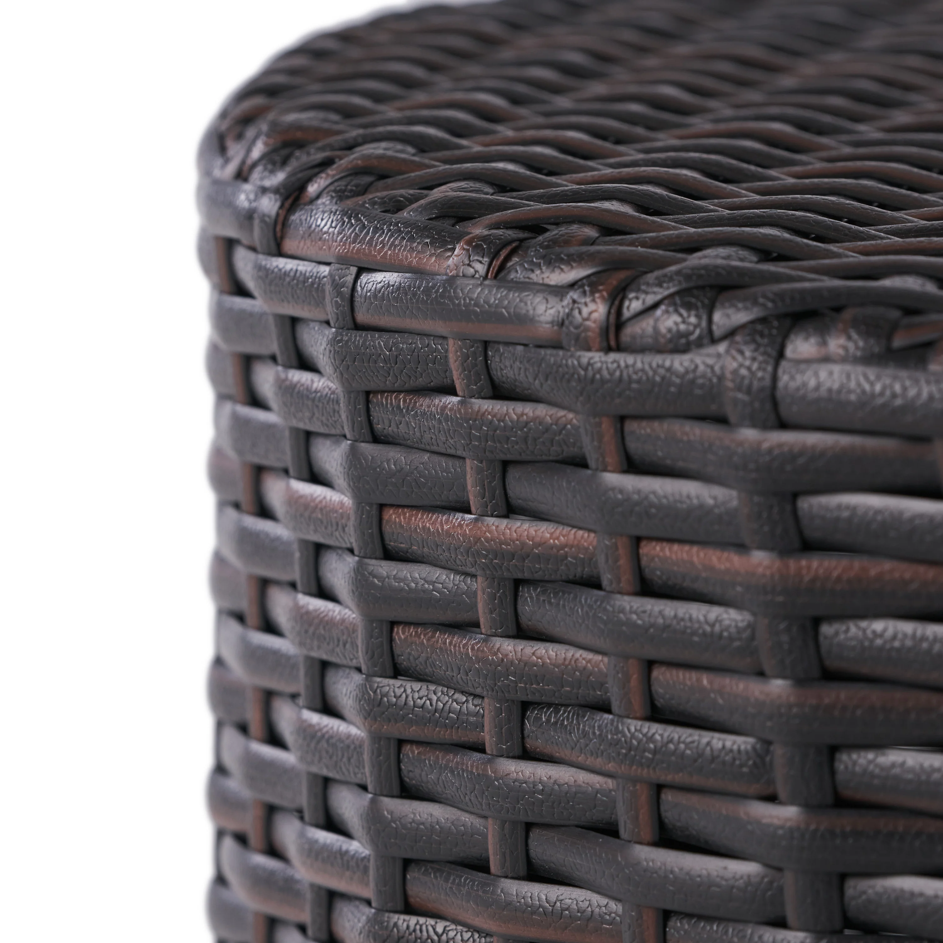 Barrel Side Table with Handcrafted Details, Brown