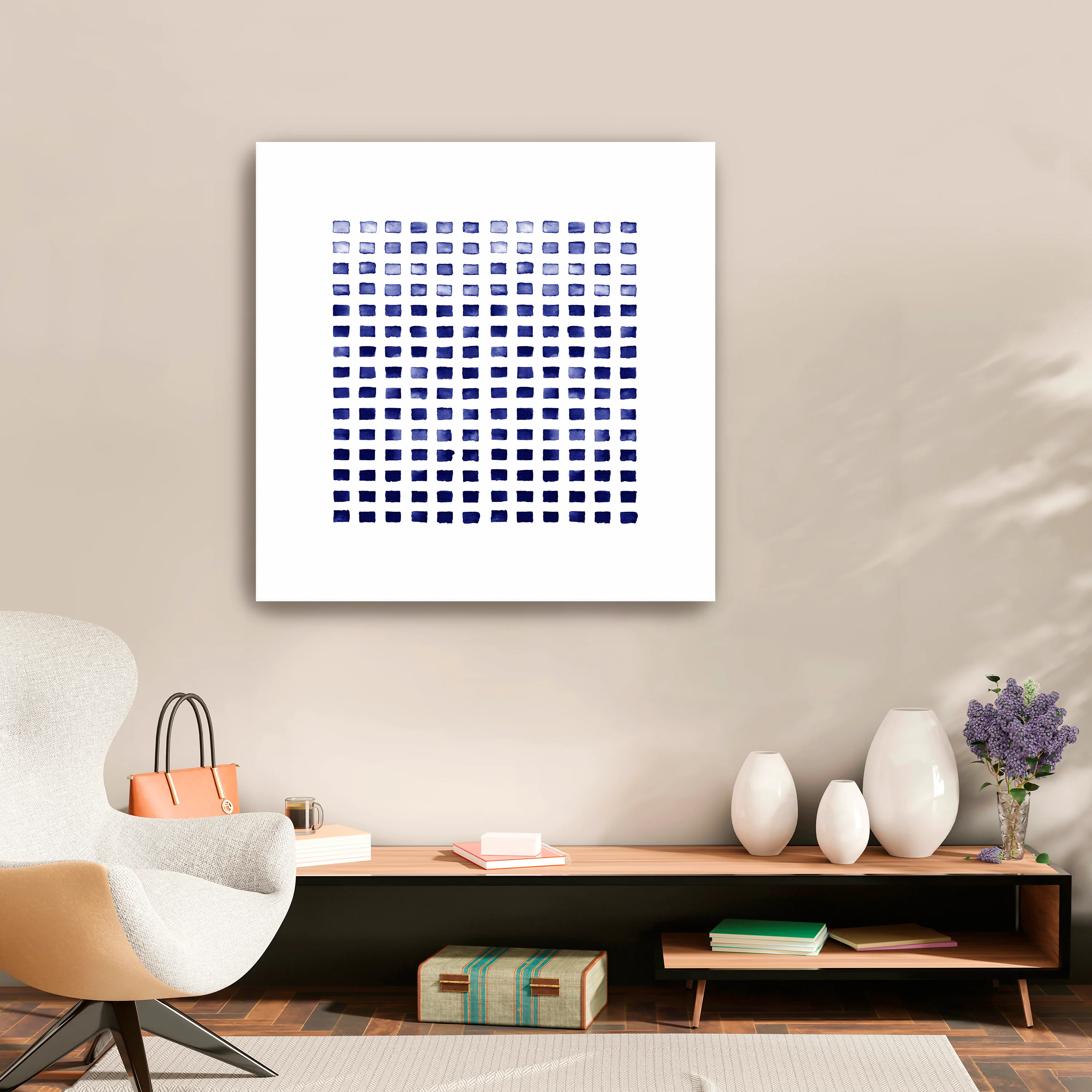 Indigo Blocks Canvas Giclee