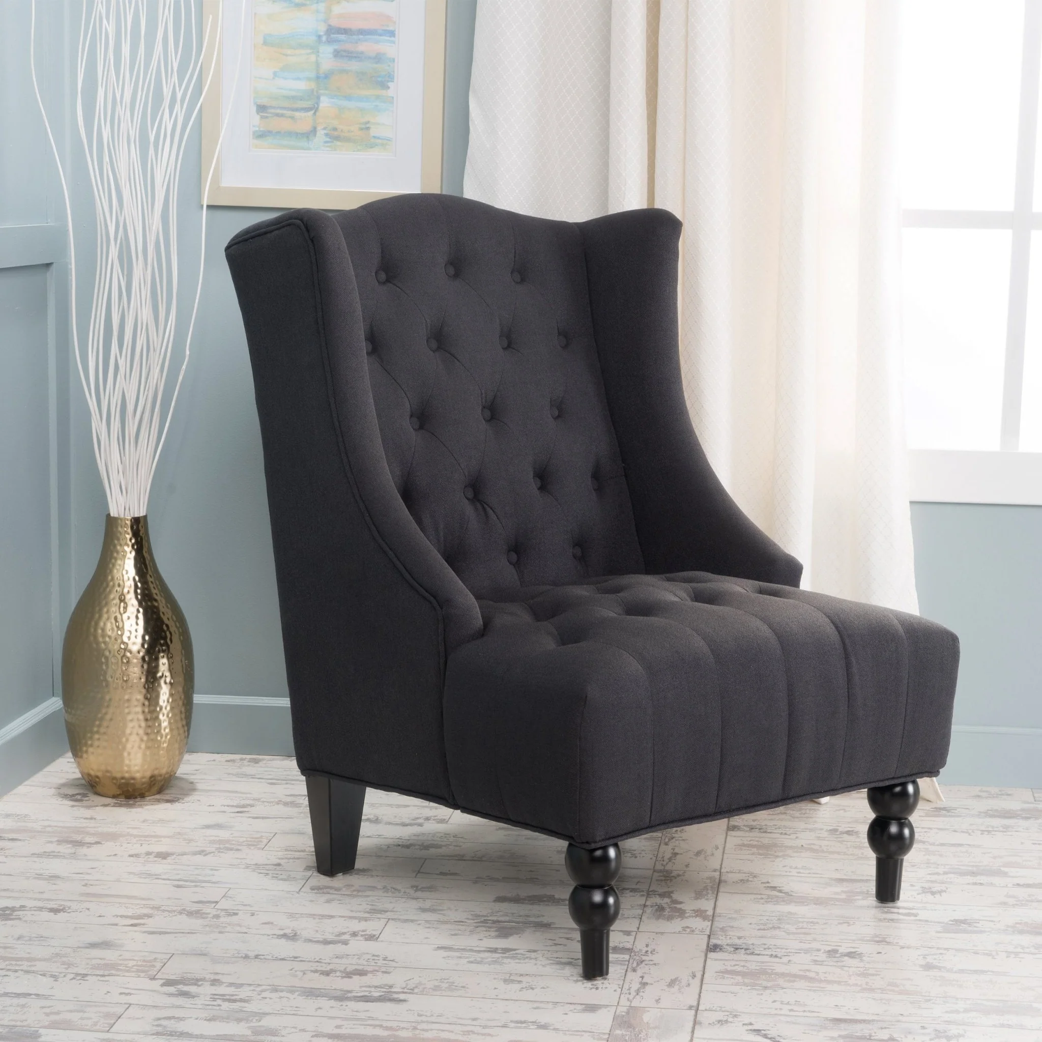 Dawned Upholstered Accent Chair with Button Tufting and Wing Back