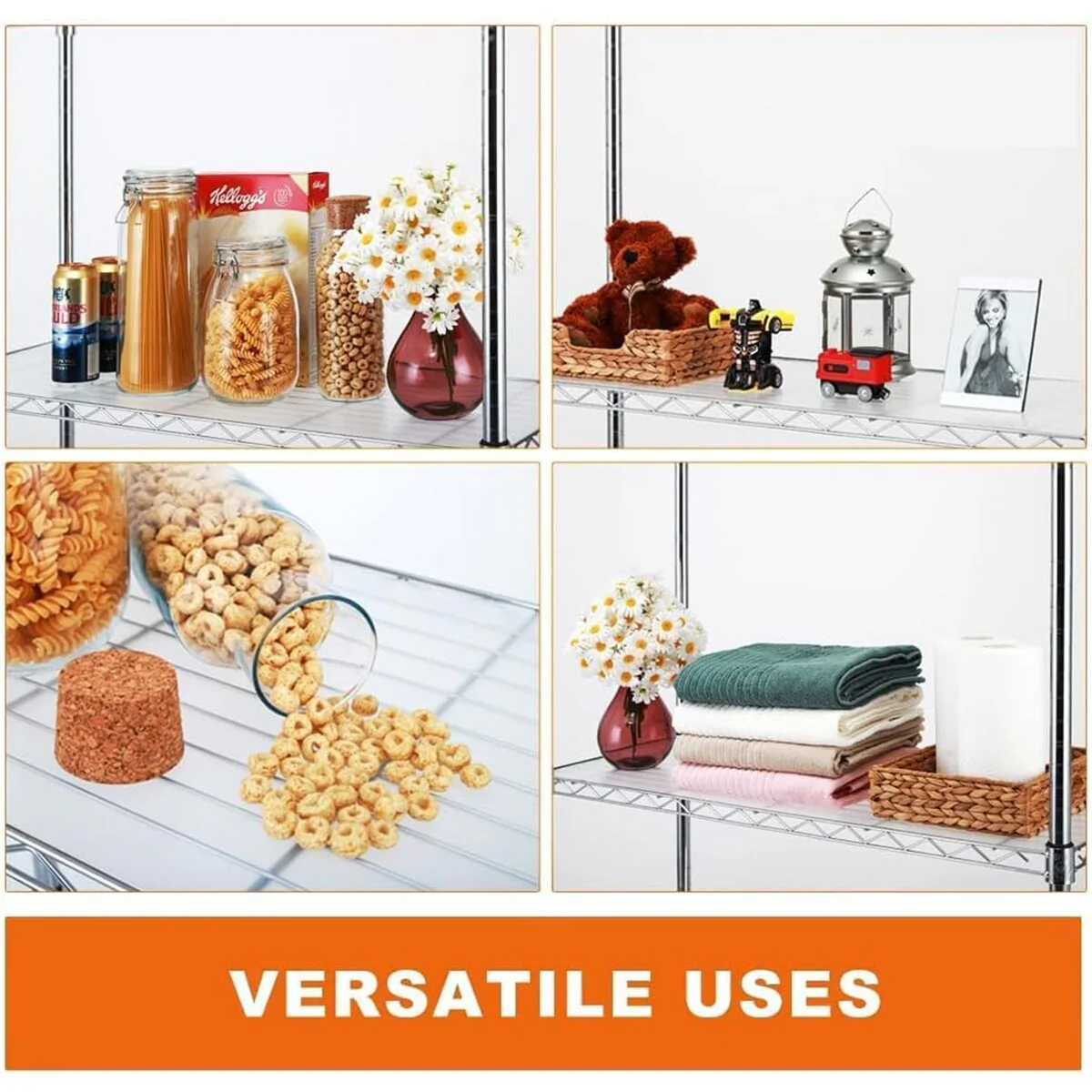 Chrome 4/5-Tier Shelving Unit Heavy-Duty Steel Shelves