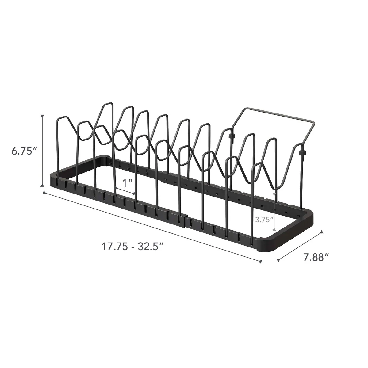 Yamazaki Home Adjustable Pot Lid Organizer, Steel - L 7.87 x W 17.72 x H 6.89 inches