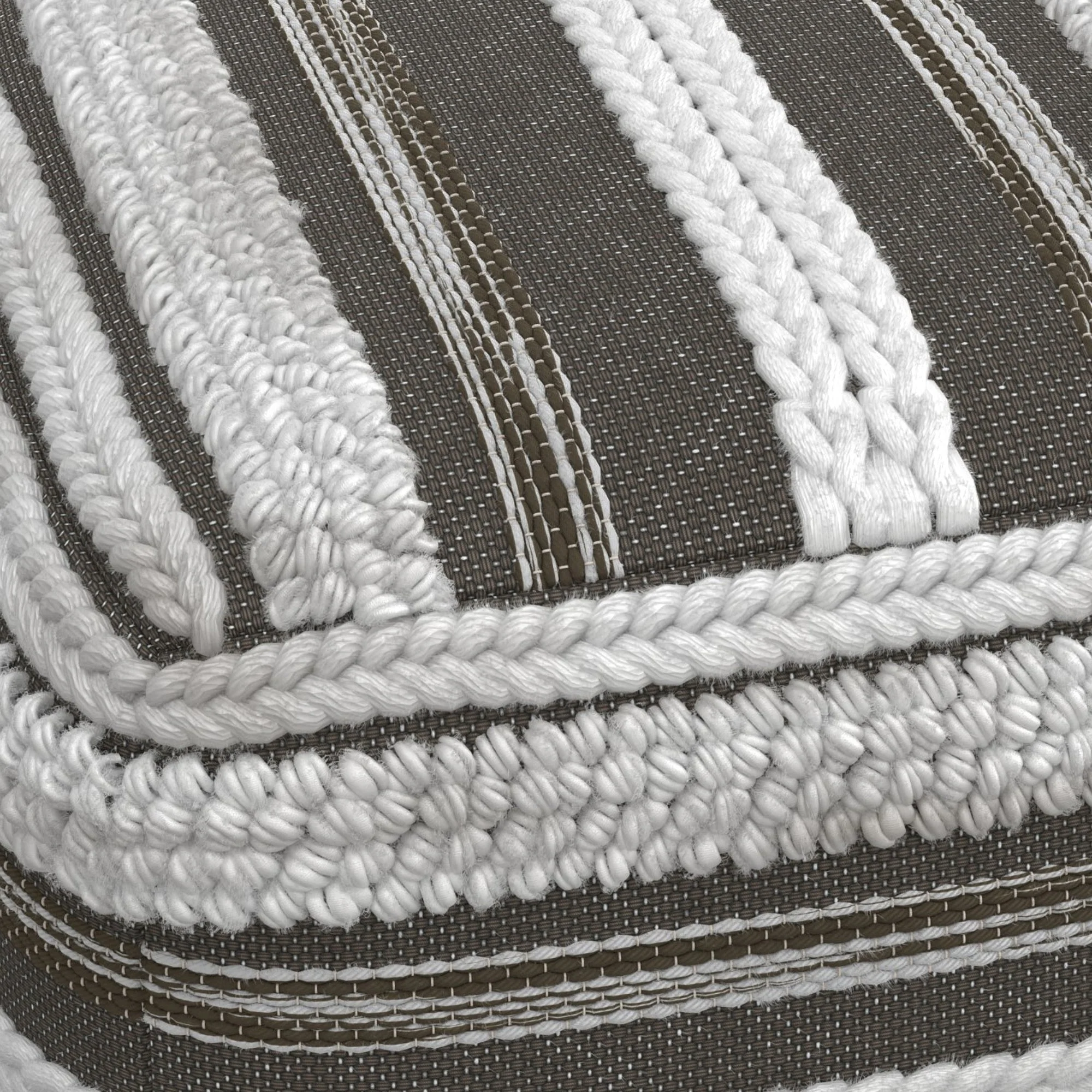 Zenarique Handcrafted Cotton Woven Pinstripe Pouf