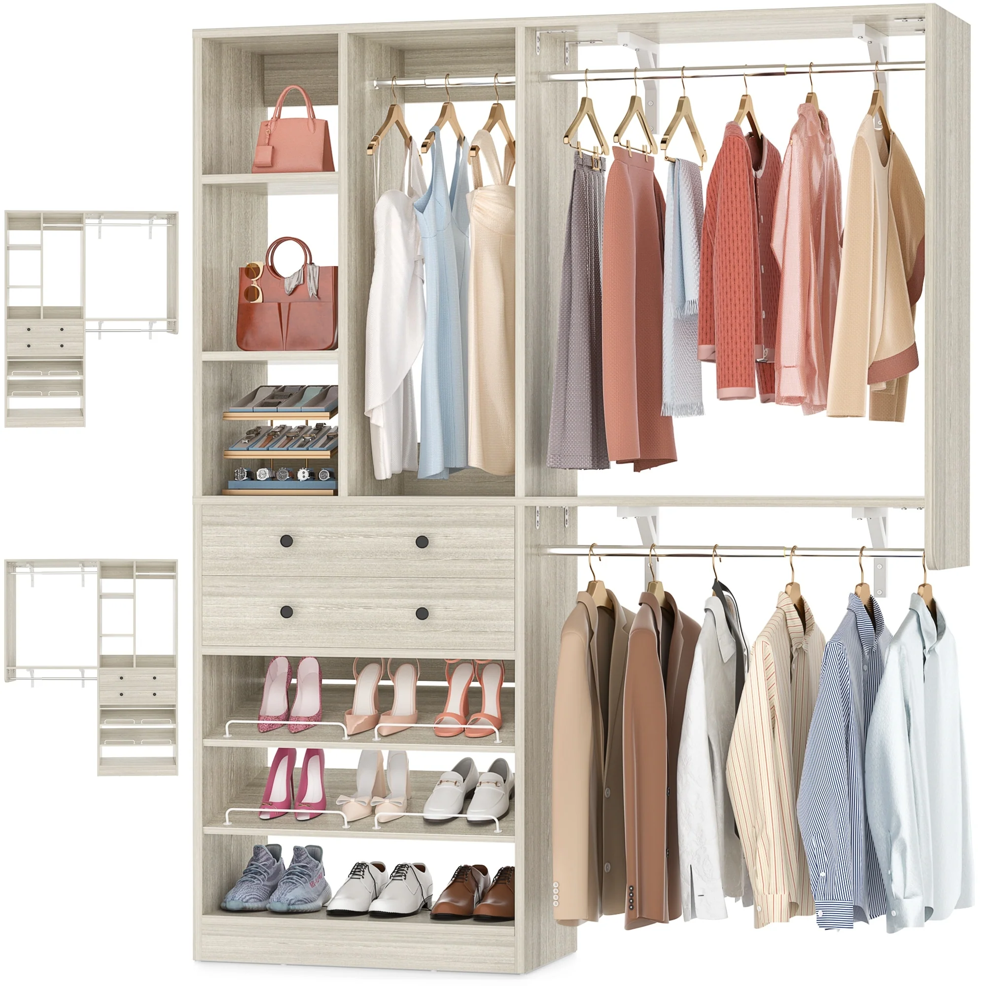 5FT Small Closet System with Drawers, 60
