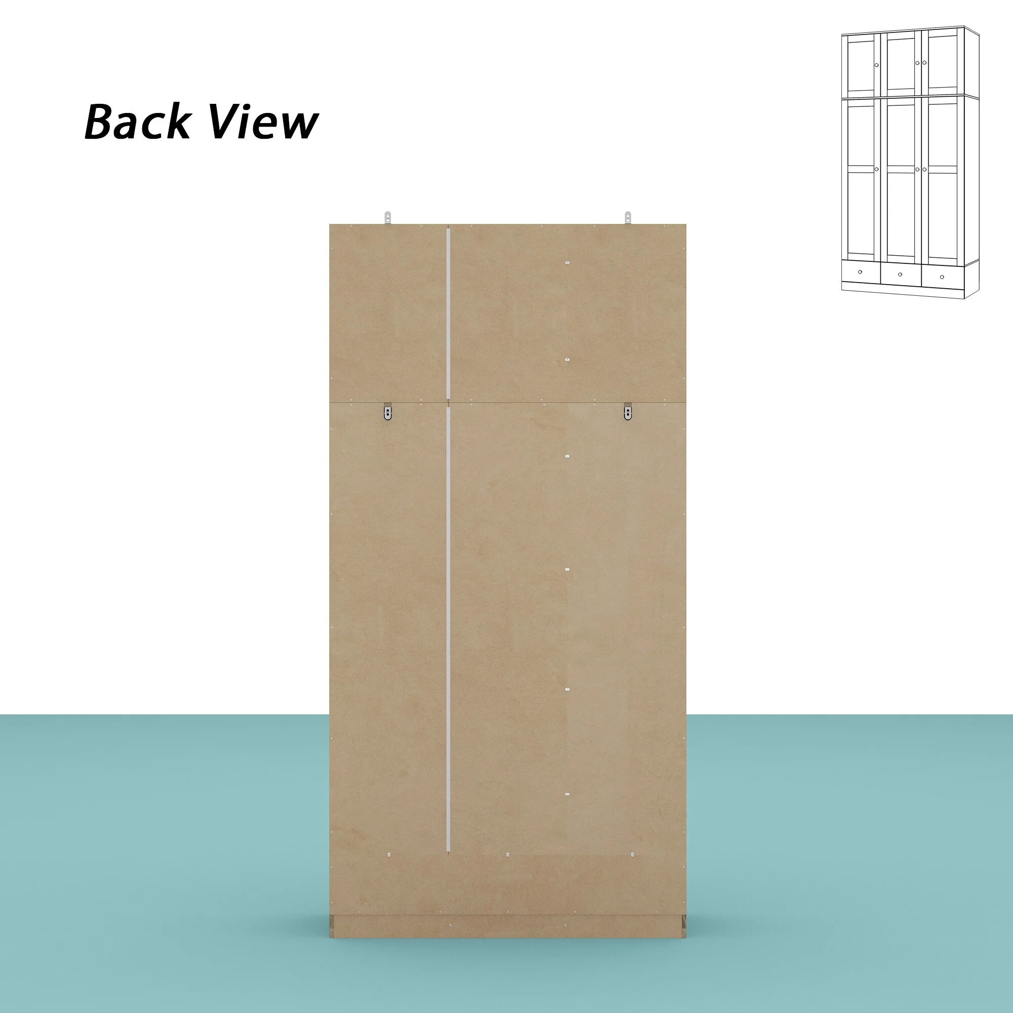 Large Storage Wardrobe Versatile Rattan Door Closet with Deep Drawers