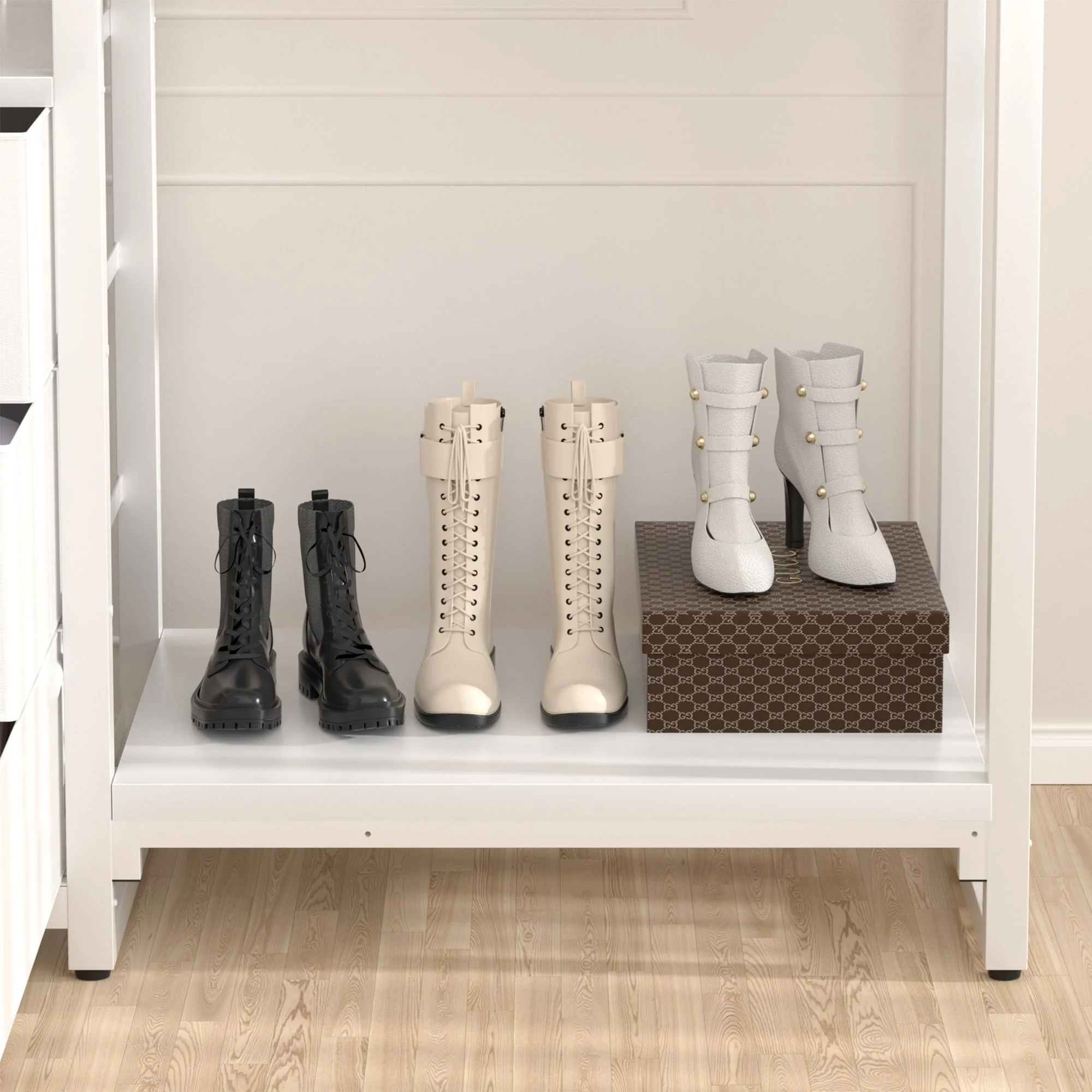 65.6'' Heavy-duty Garment Rack, Freestanding Closet Organizer with Fabric Drawers and 5 hanging Rods