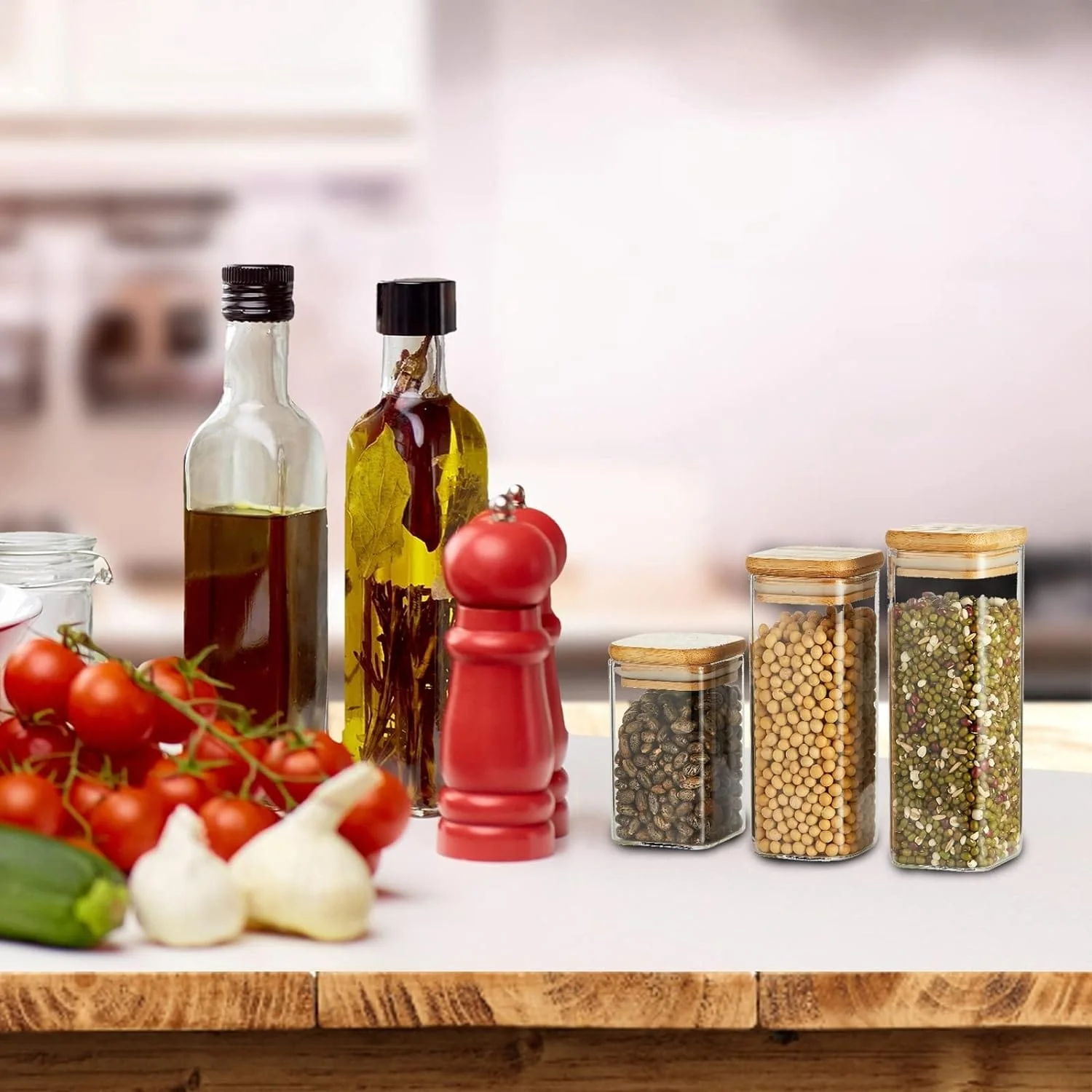 Berkware Mini Glass Jar Set with Bamboo Lids