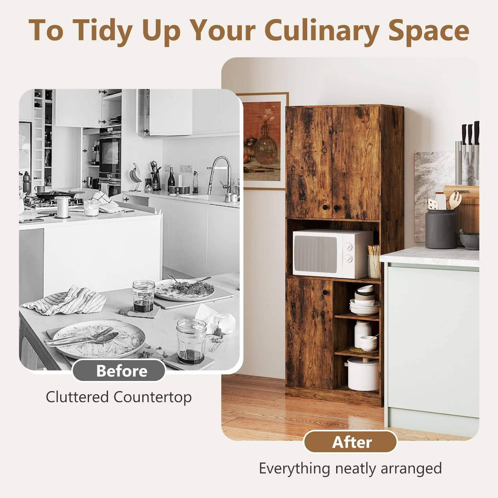 Costway Kitchen Pantry Storage Cabinet 65.5