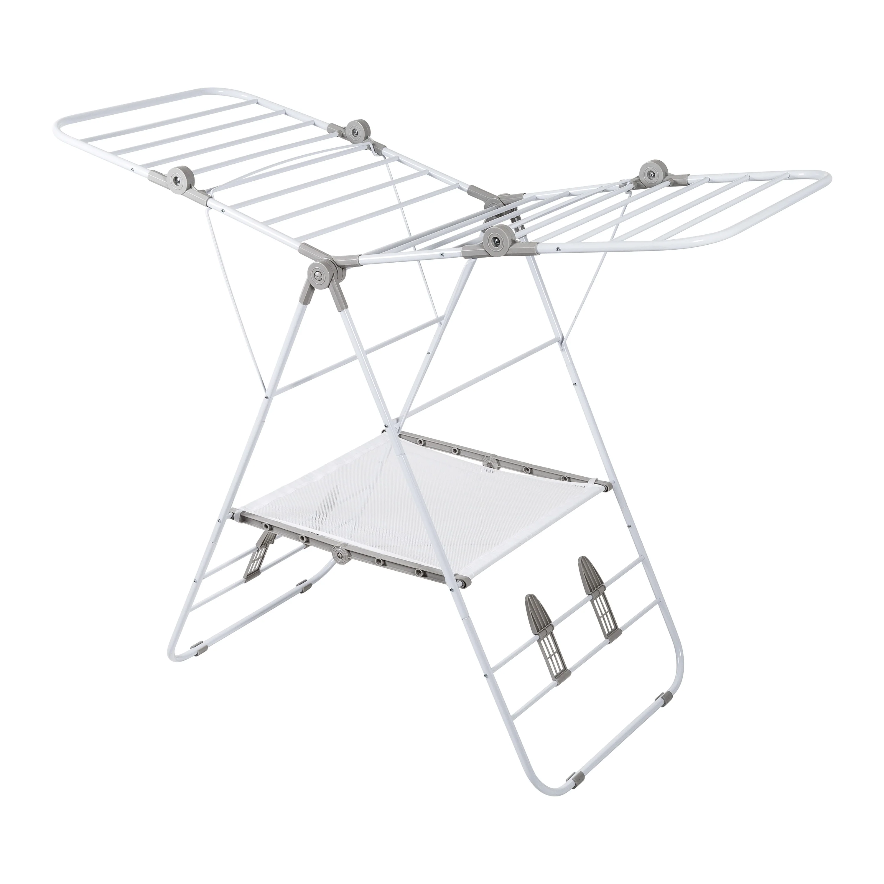 Honey-Can-Do White Expandable and Folding Gullwing Clothes Drying Rack