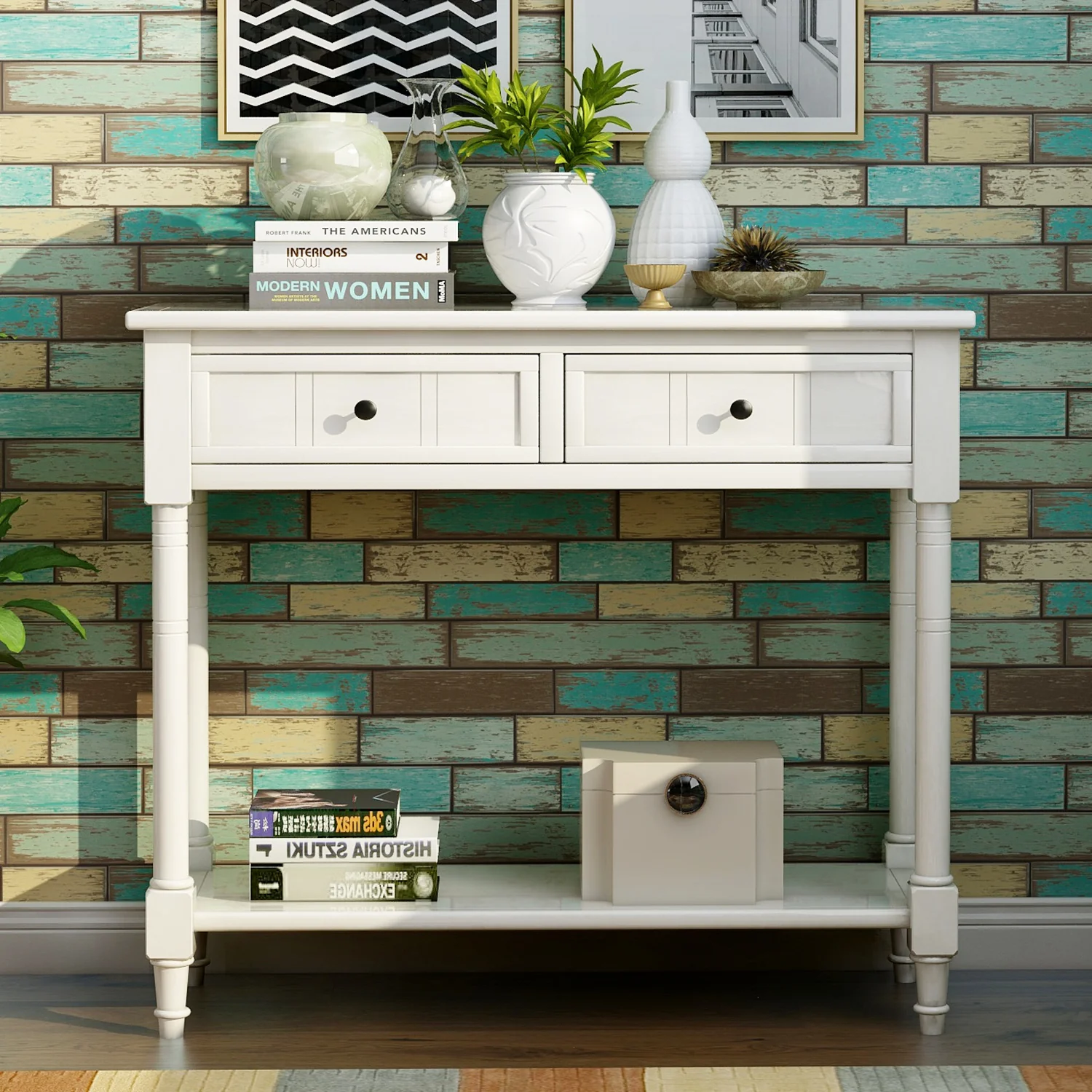 Jace Console Table with 2 Drawers and Bottom Shelf