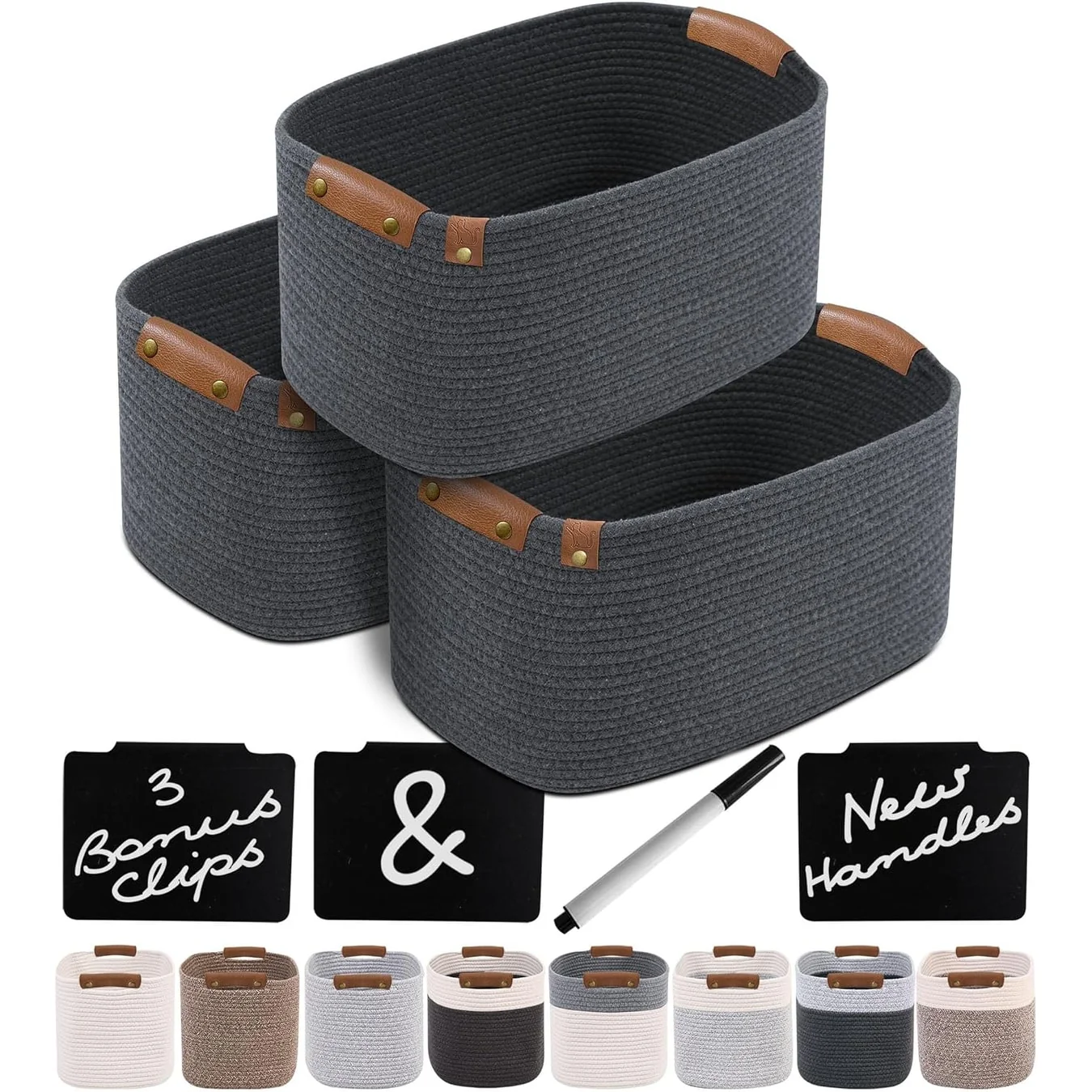 3 Sets of Cotton Rope Baskets