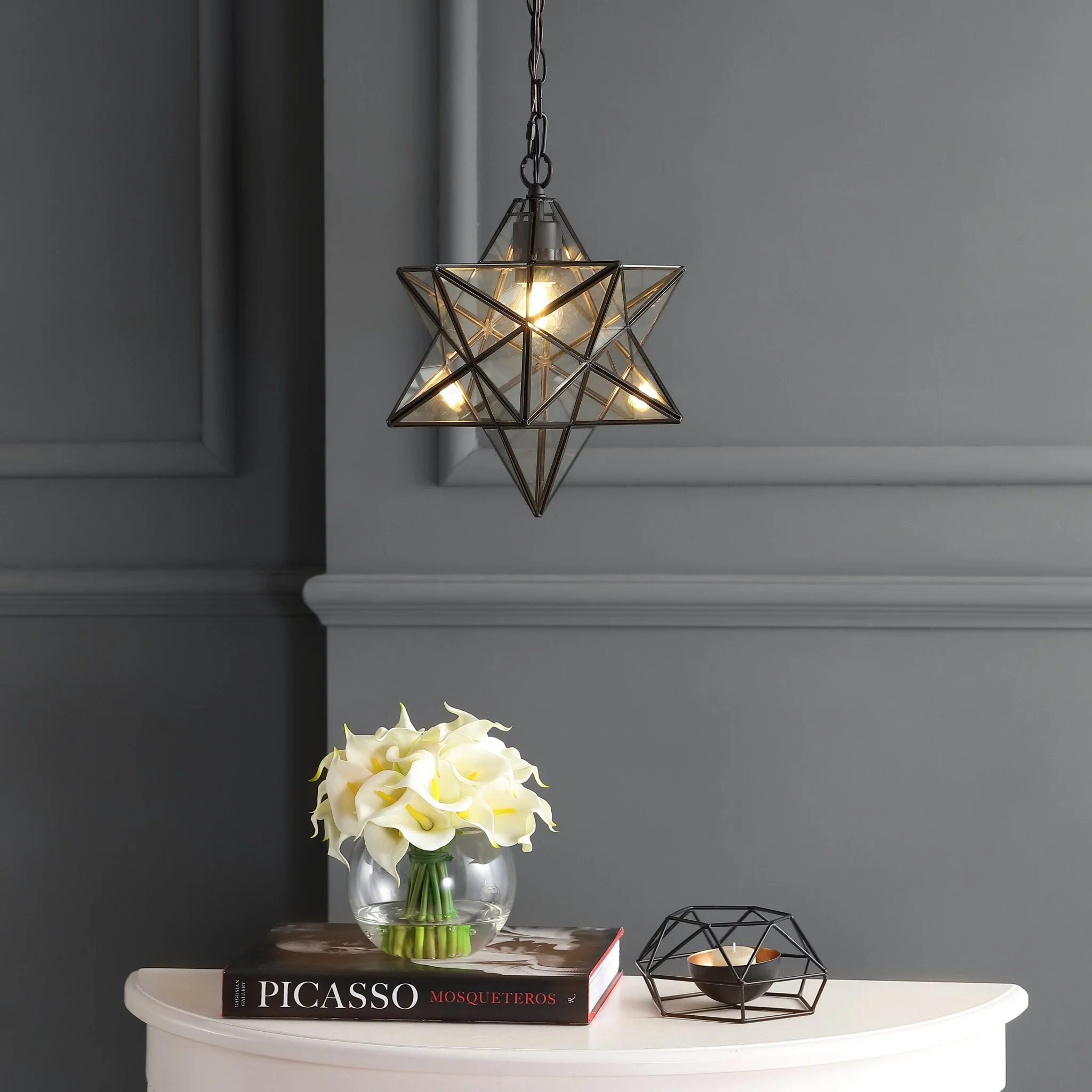 Stella Moravian Star Metal/Clear Glass LED Pendant