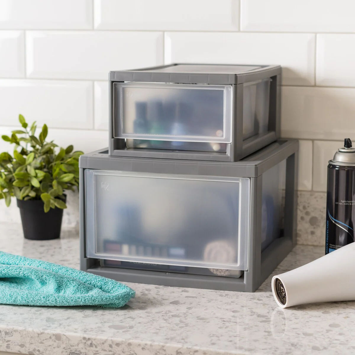 IRIS USA® Stacking Drawer 14.5 Qt - Gray - Set of 4