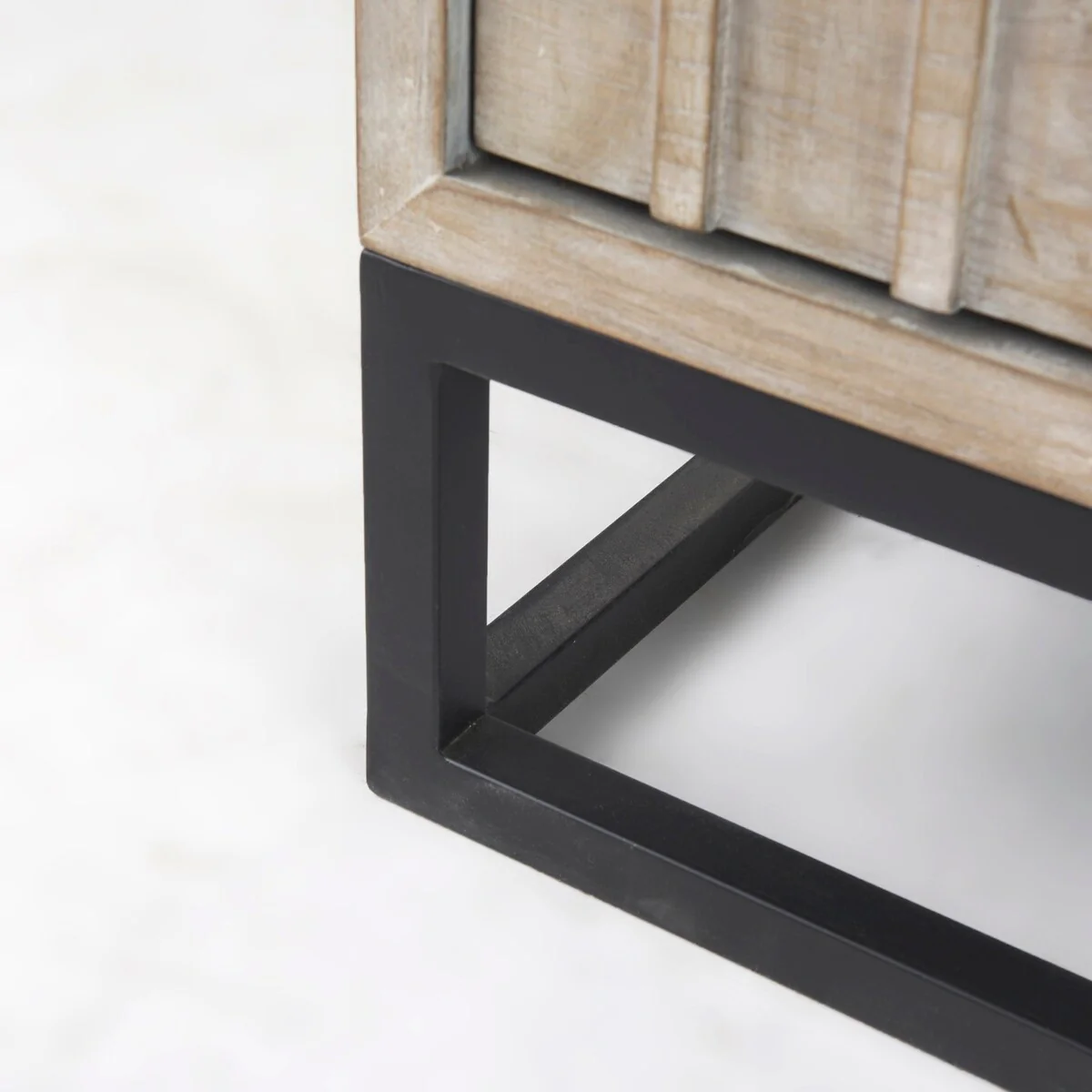 Genevieve I Gray Fir Veneer w/ Iron Frame & 3 Drawer Accent Cabinet - 39.0L x 15.7W x 30.9H