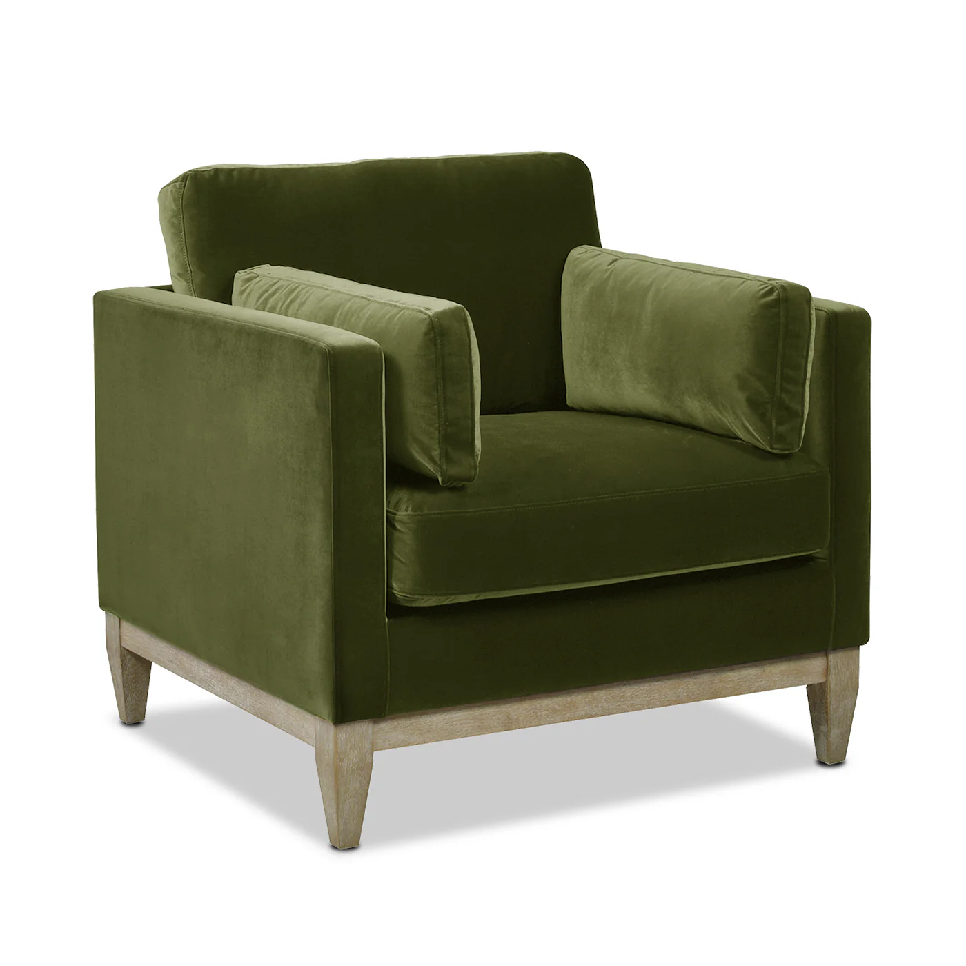 Brooding Upholstered Accent Chair with Arm Cushions and Wood Legs