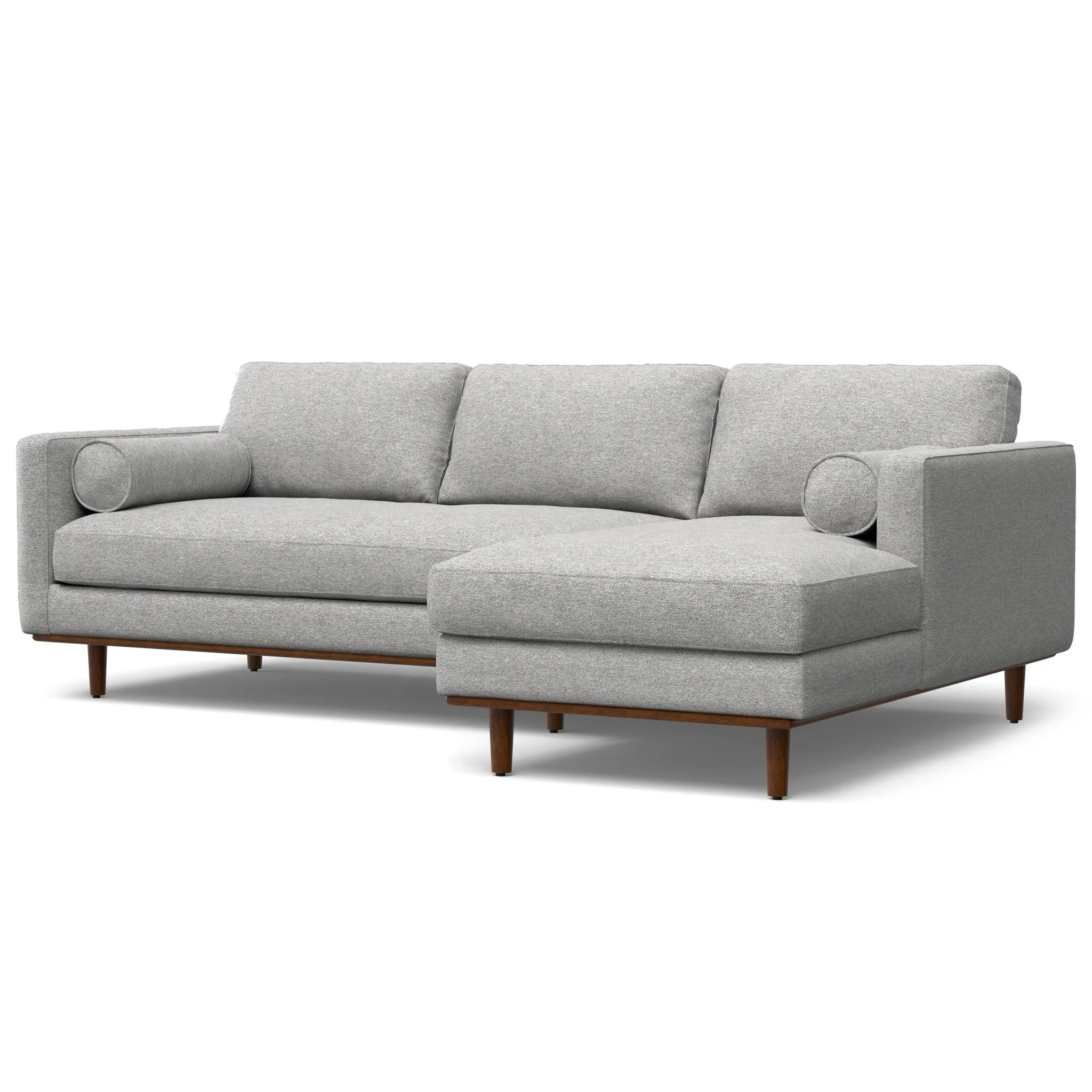 Euphorique Upholstered Right Sectional Sofa with 2 Bolster Pillows and 3 Loose Back Cushions