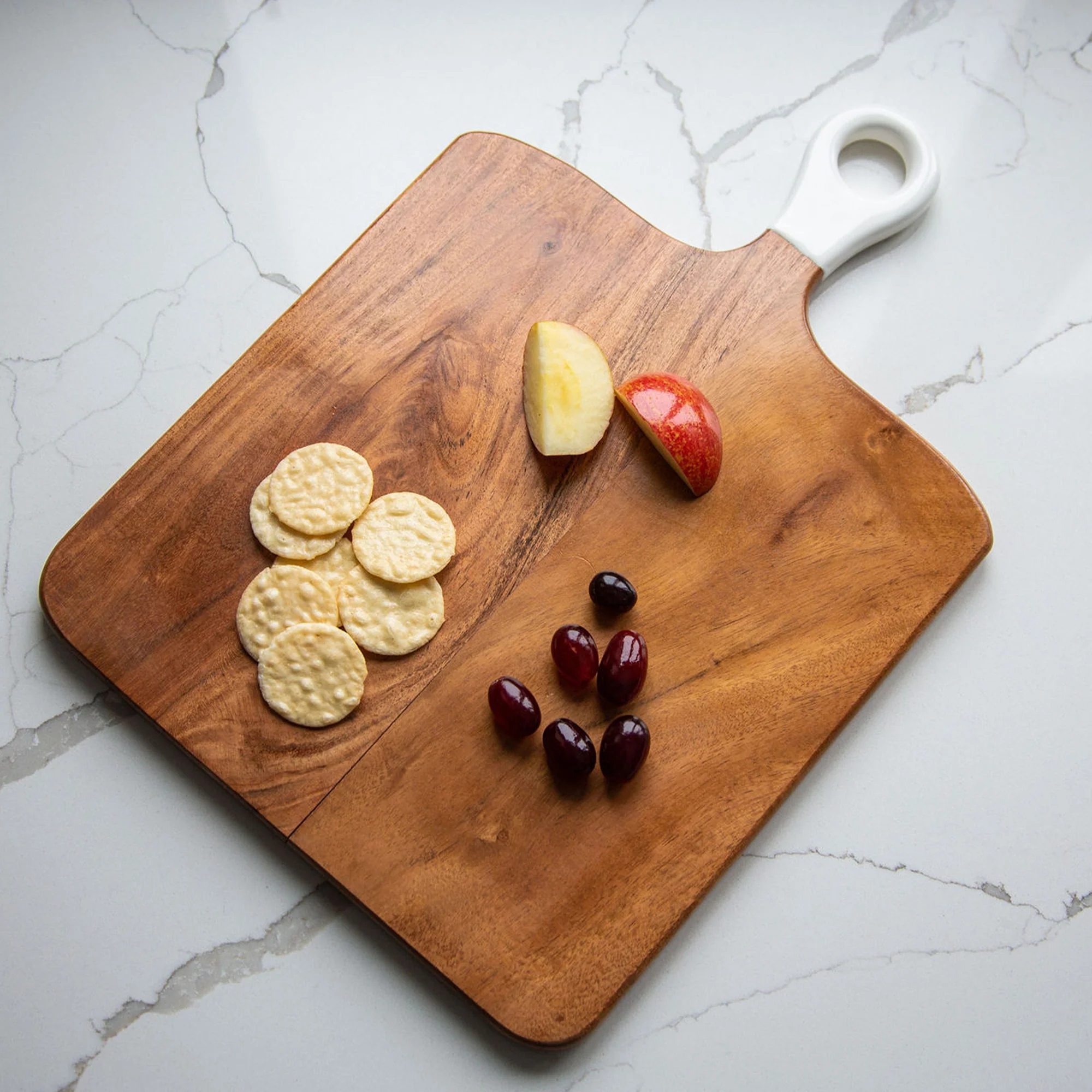 Wood + White Collection Acacia Wood Square Charcuterie Board, Medium
