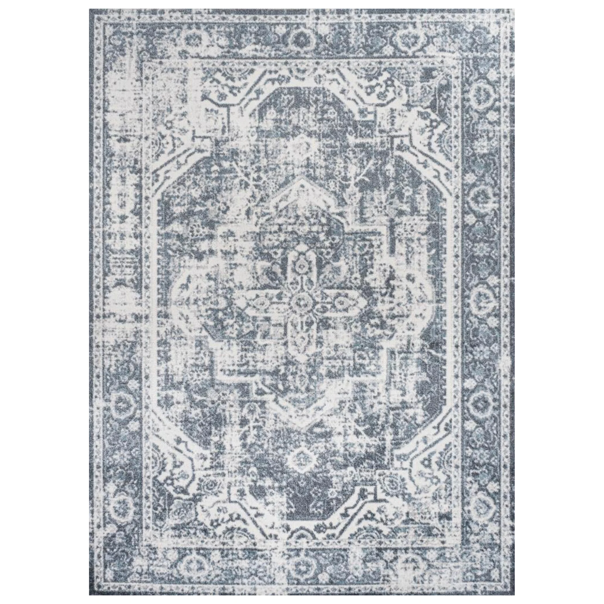 Keesha Bold Distressed Medallion Low-Pile Machine-Washable Area Rug
