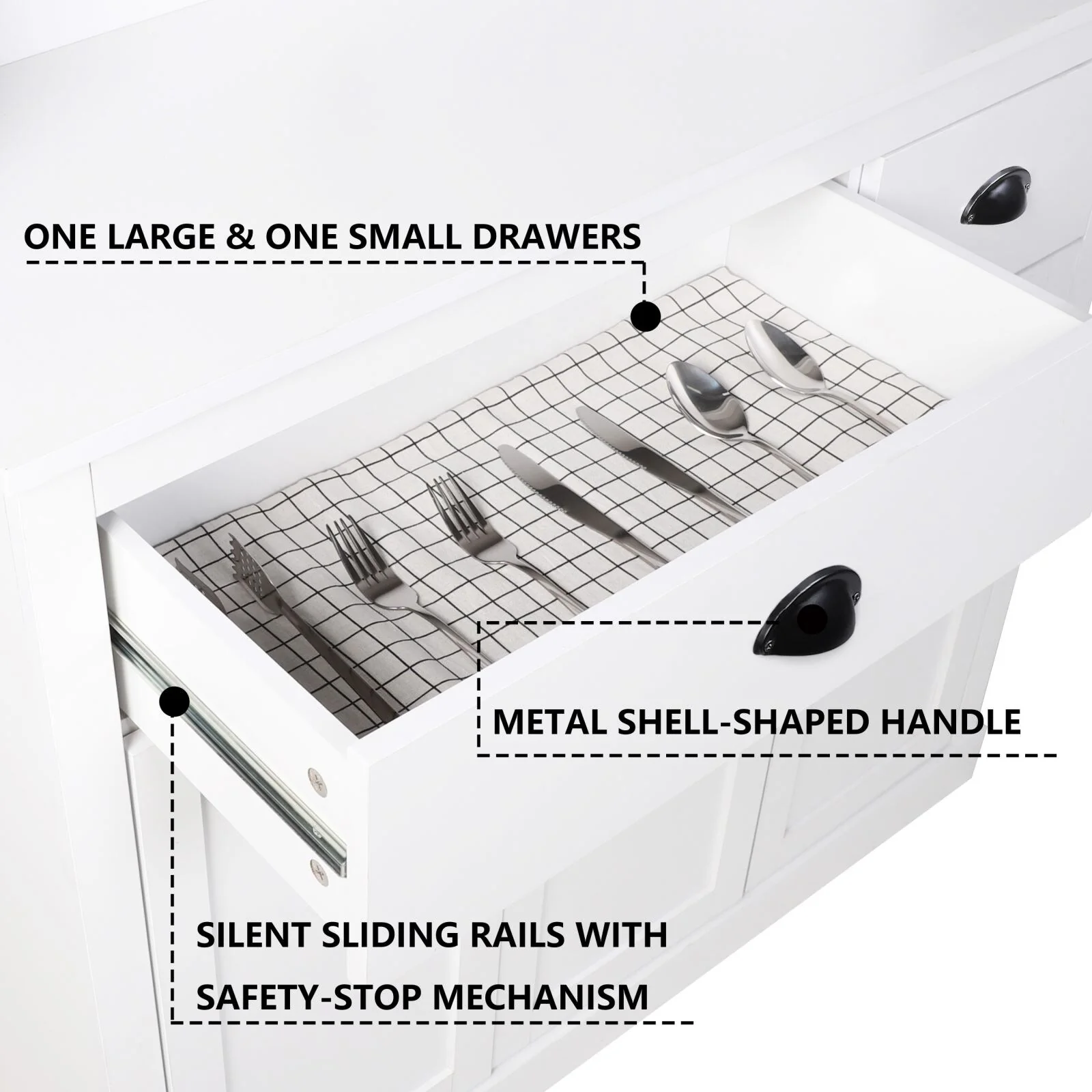 VEIKOUS Pantry Kitchen Cabinet Storage with Microwave Stand and 3 Adjustable Shelves