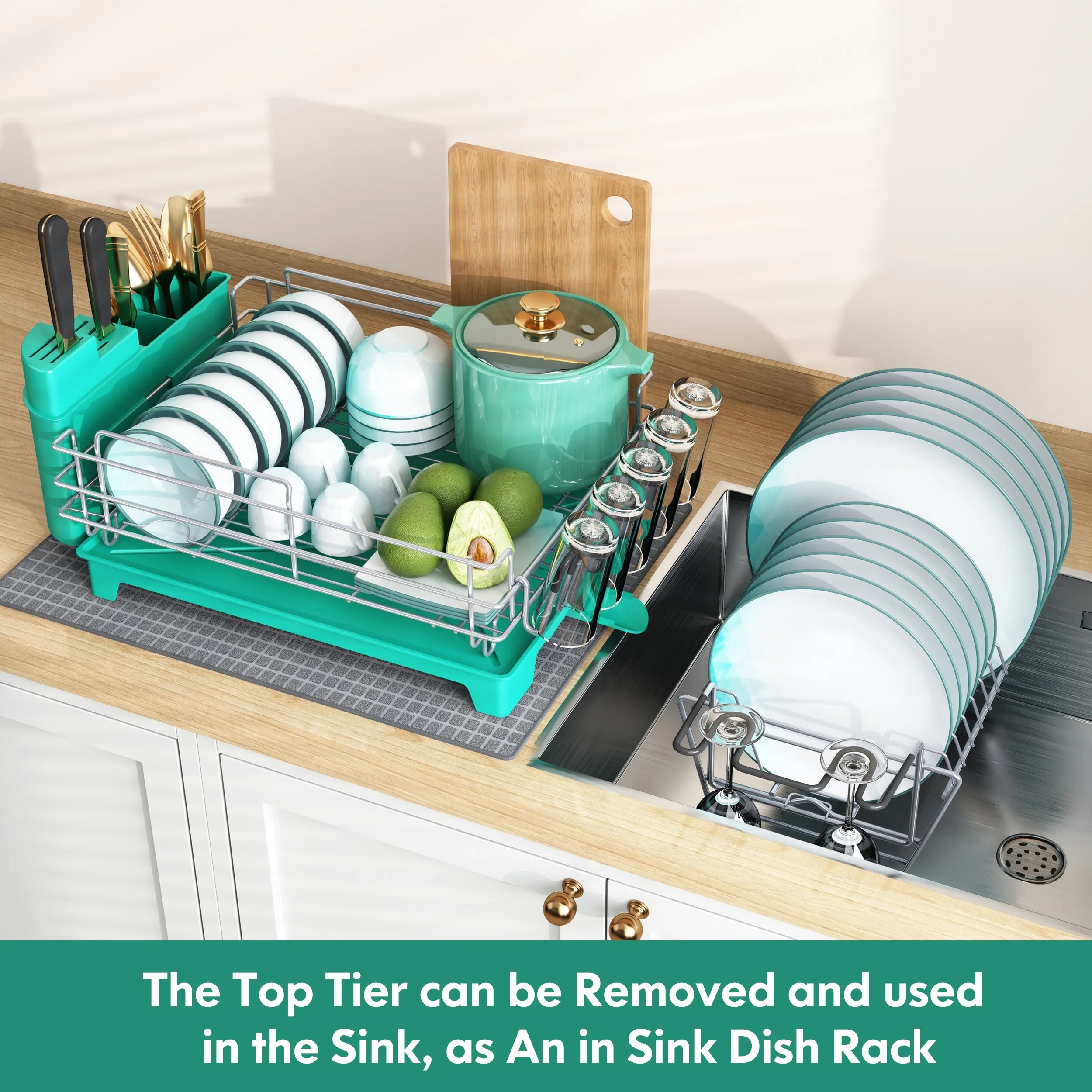JASIWAY 2 Tier Kitchen Stainless Steel Dish Rack
